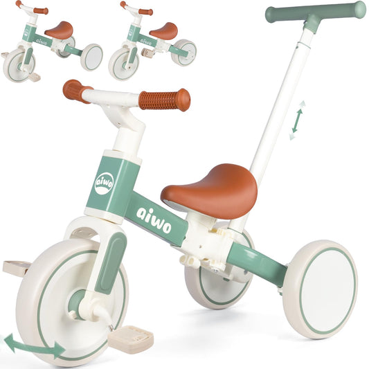 aiwo Tricycle for Toddlers 1-3, Baby Balance Bike with Pedal Conversion for 1 to 4 Year Old First Gift Ride on Toy, Kids Tricycle with Parent Steering Push Handle