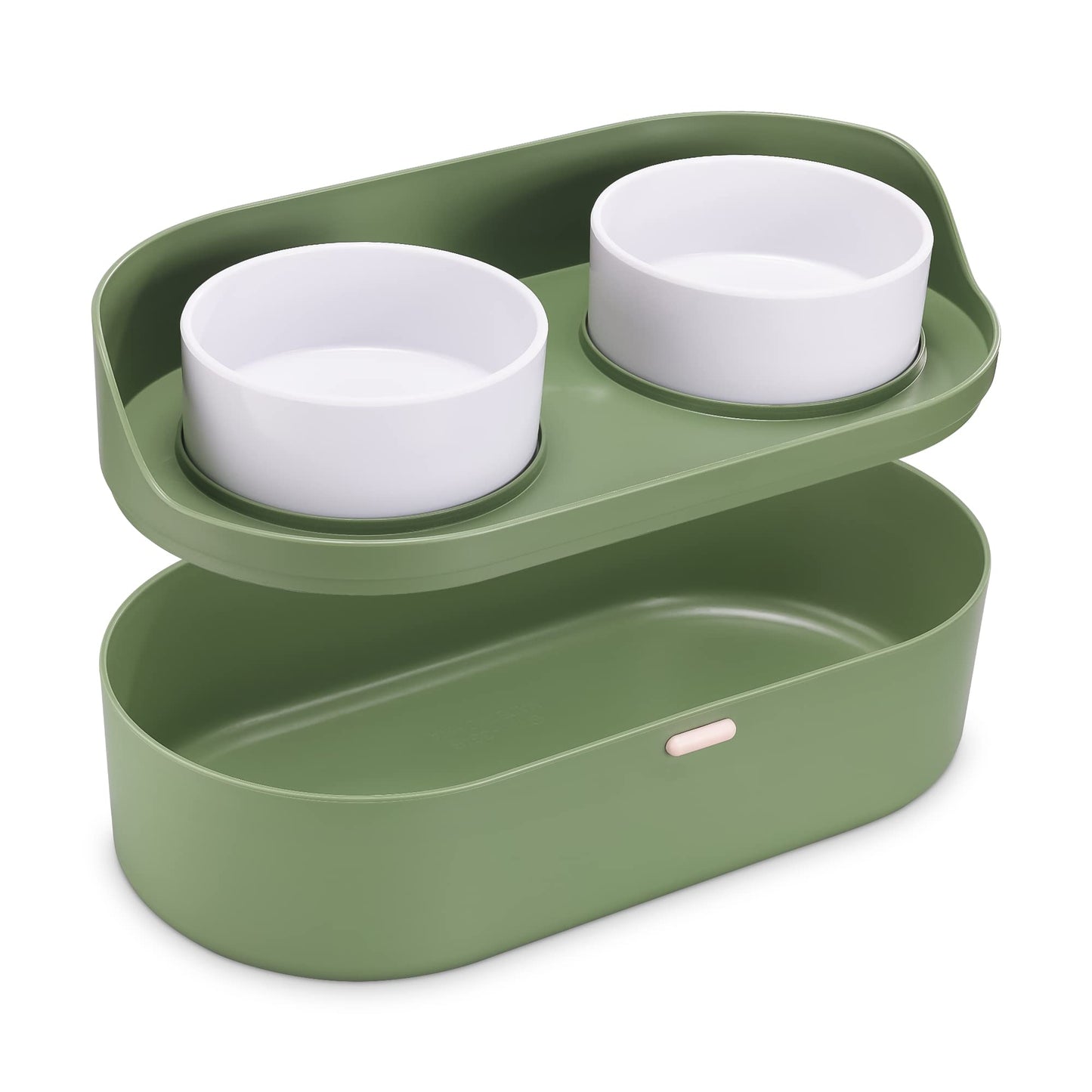 Navaris Pet Feeding Station with 2 Bowls - Elevated Dog Bowls with Food Storage - Dog or Cat Food and Water Bowl Set with Raised Stand - Ideal for Large Dogs