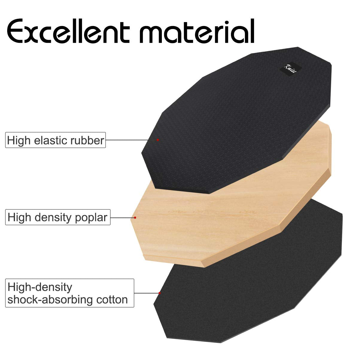 Kmise Drum Practice Pad Kit with Snare Drum Stand and Drumsticks 12 Inch Mute Silent Drum Practice Training Pad Set
