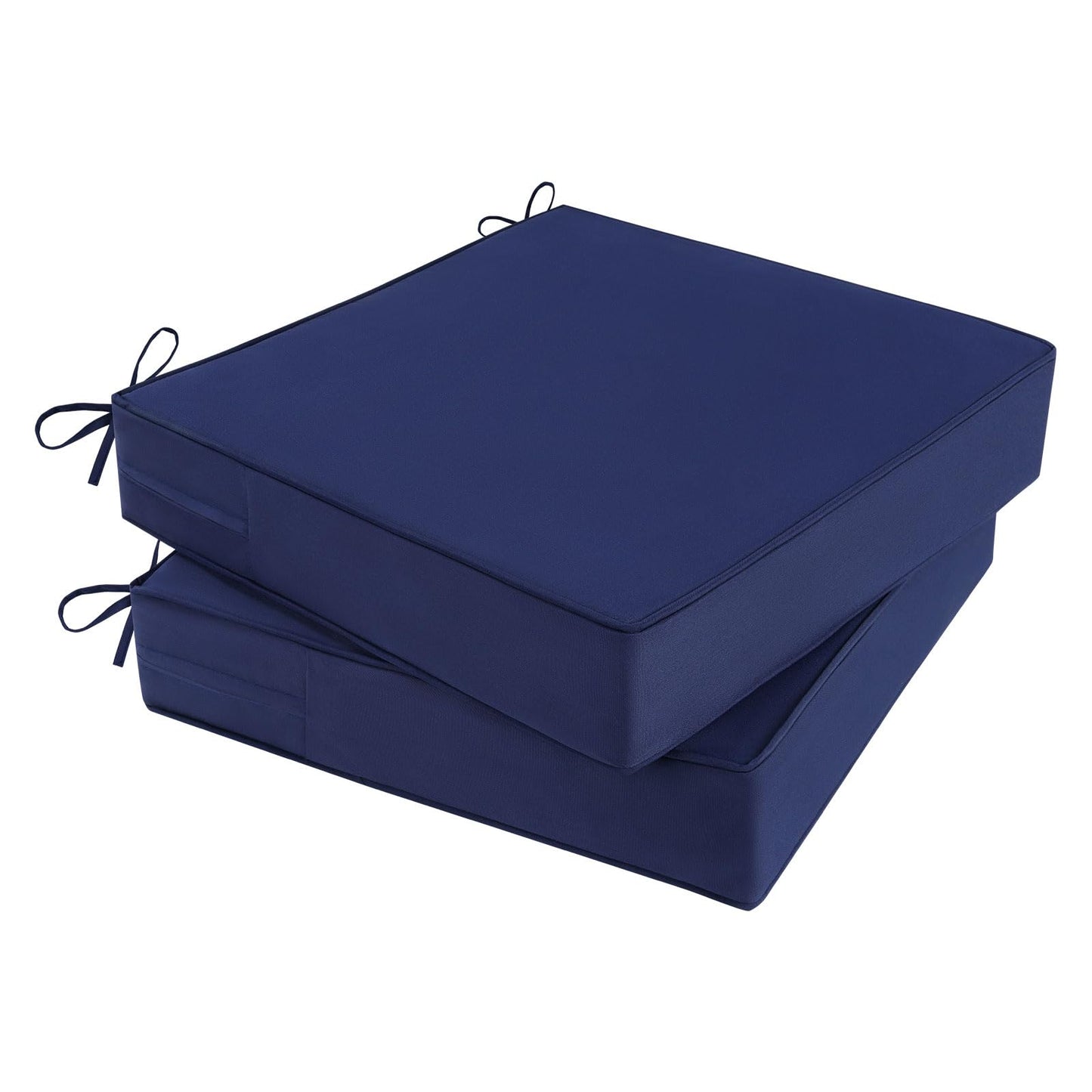 MJIAIDEA Outdoor Chair Cushions Set of 2 for Patio Furniture 19x19x4 Inch Waterproof Patio Chair Cushion 3 Year Color Fastness Square Elastic Foam Garden Couch Pads with Ties and Handle,Blue