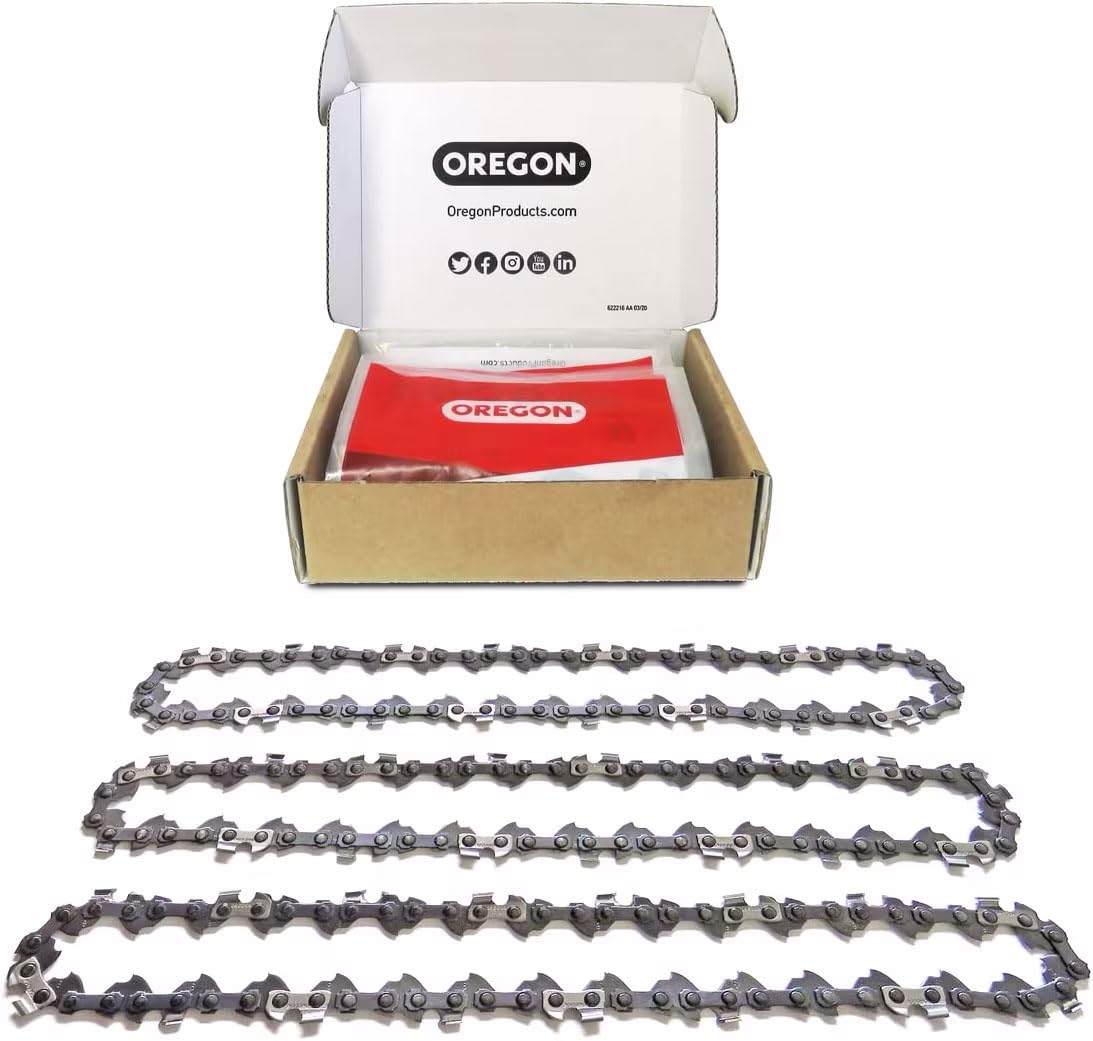 Oregon 3-Pack S62 AdvanceCut Chainsaw Chain for 18-Inch Bar -62 Drive Links – Low-Kickback Chain fits Husqvarna, Echo, Poulan, Craftsman, Echo and More