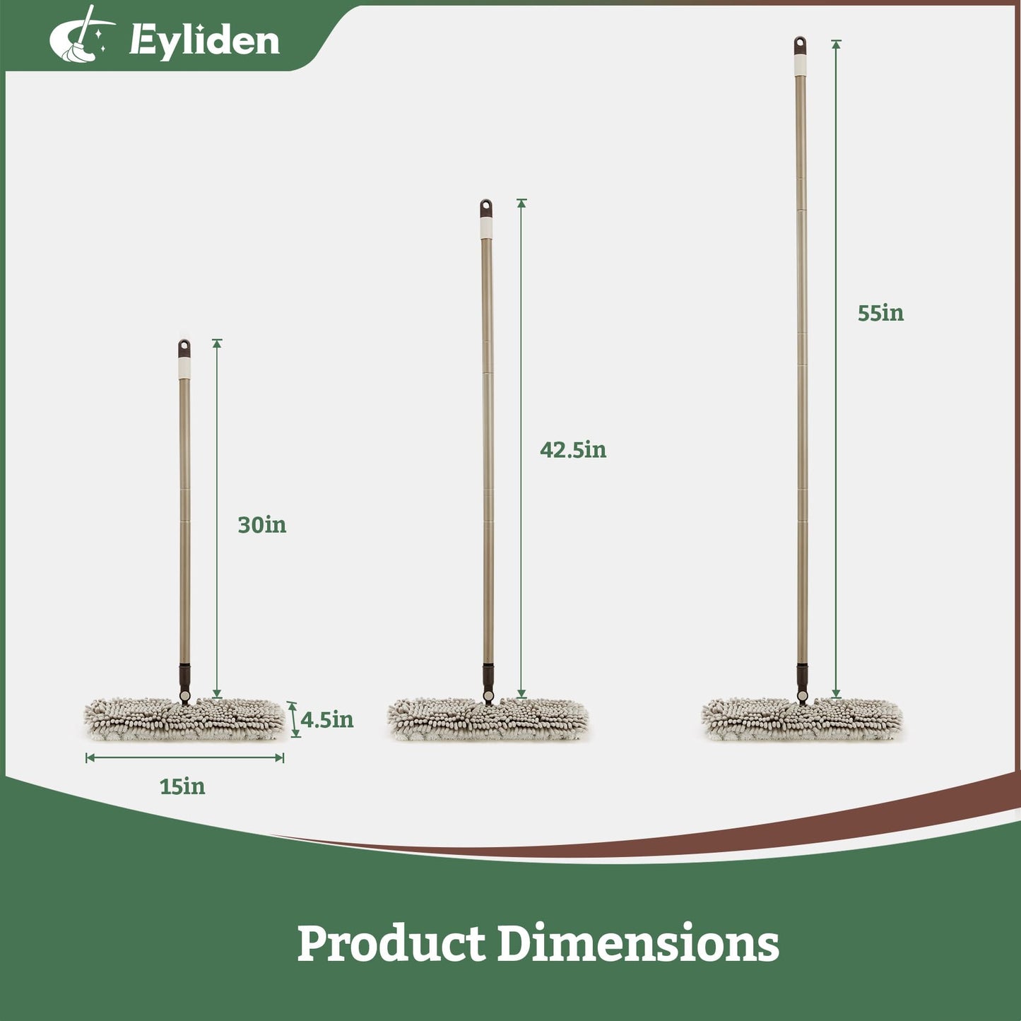 Eyliden Dual-Sided Flip Mop - One Side for Scrubbing, One Side for Dusting - Microfiber Flat Dust Mop with 2 Washable Mop Pads, Wet Dry Mops for Hardwood Tile Laminate Ceramic Marble Floor Cleaning