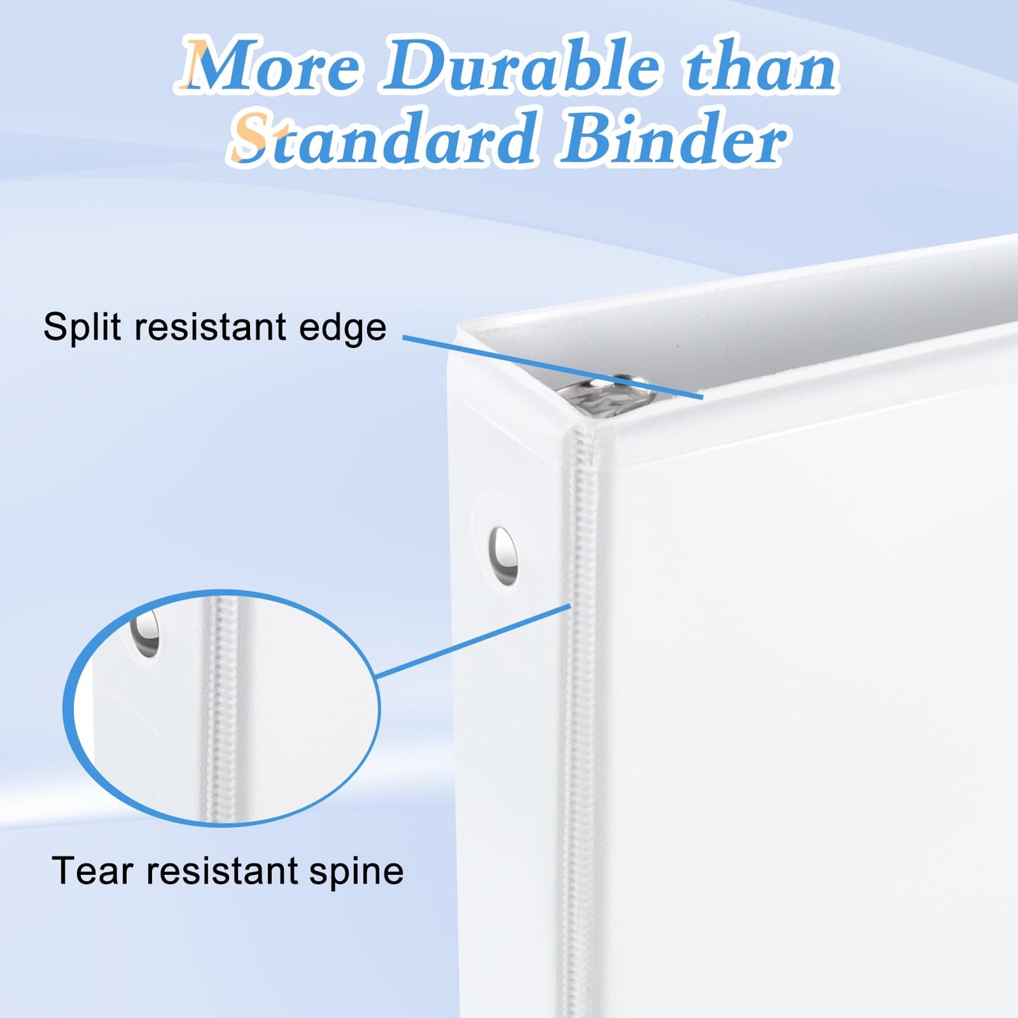 CIXILDTS 1-inch 3 Ring Binder with 2 Interior Pockets, 1'' Basic Binders Holds US Letter Size Paper - Durable, Versatile Binders for Office and School Use, 12 Pack, Balck (12-Pack, White, 1")