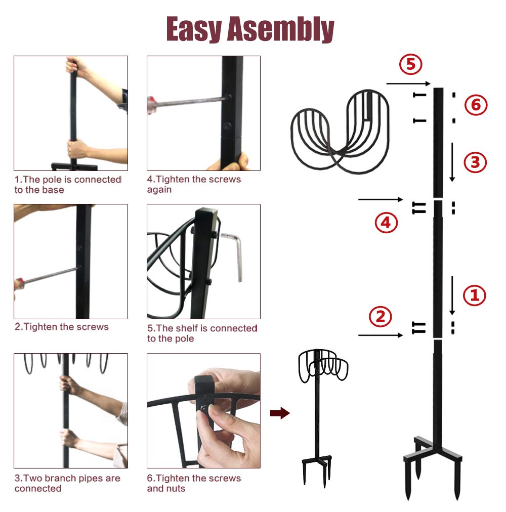 Artigarden Freestanding Garden Hose Holder Hanger, Heavy Duty Metal Water Hose Storage Stand Rack
