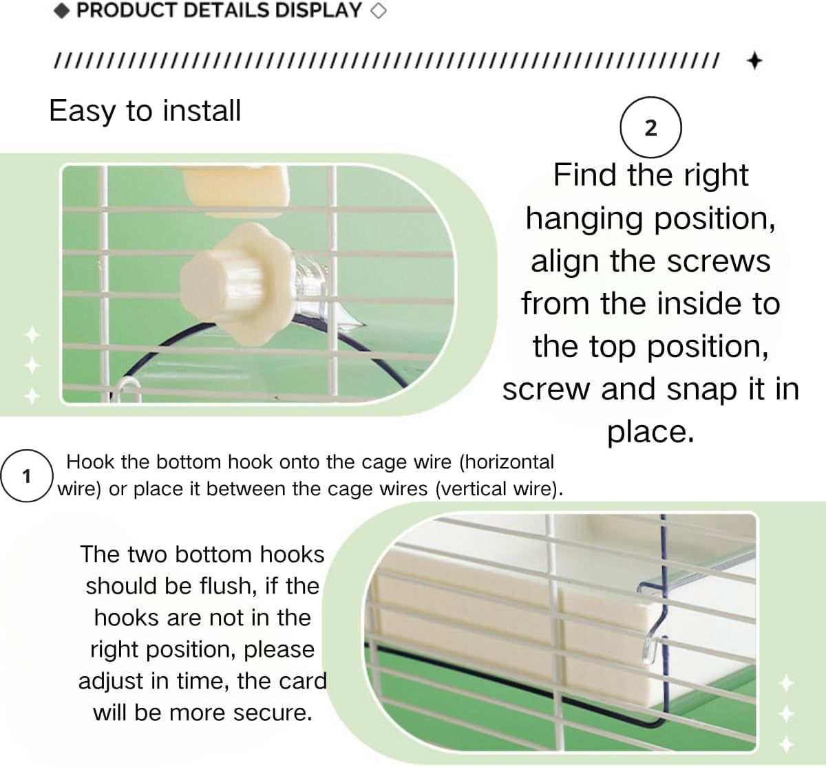 Bird Bath Cage, No-Leakage Bird Bathtub with Hanging Hooks Cage Accessory Suitable for Small to Medium Birds, Like Lovebirds, Finches, Parakeets, Canary