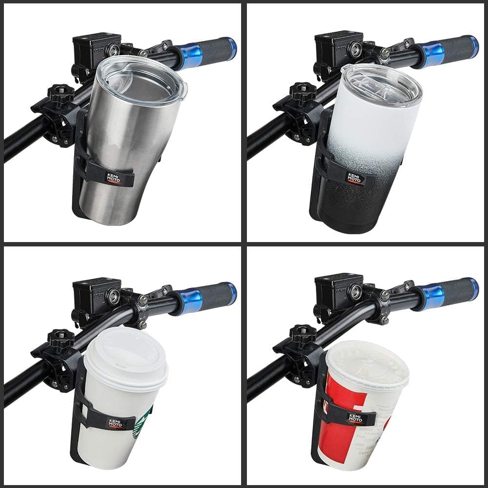 kemimoto ATV Cup Holder Motorcycle Bottle Holder Univesal Drink Holder with Metal Clamp Bike Cup Holder for Water Bottle Compatible Boat, Stroller, Walker, Wheelchair, Kayak, Scooter, Golf Cart, Desk