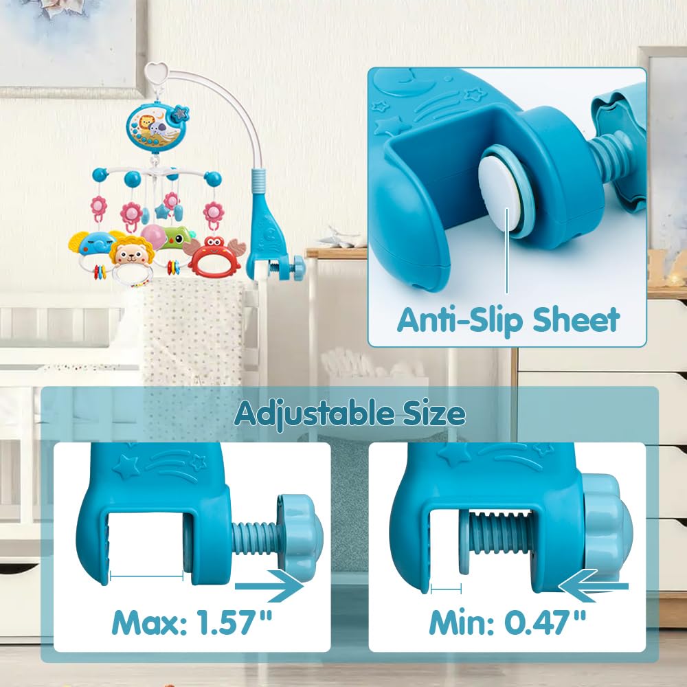 Mini Tudou Crib Mobile with Music and Lights,Baby Mobile for Crib with Hanging Rotating Rattle Toy,Star Projection,400 Lullabies and Timing Function,Remote Control Baby Crib Mobile for Boys Girls