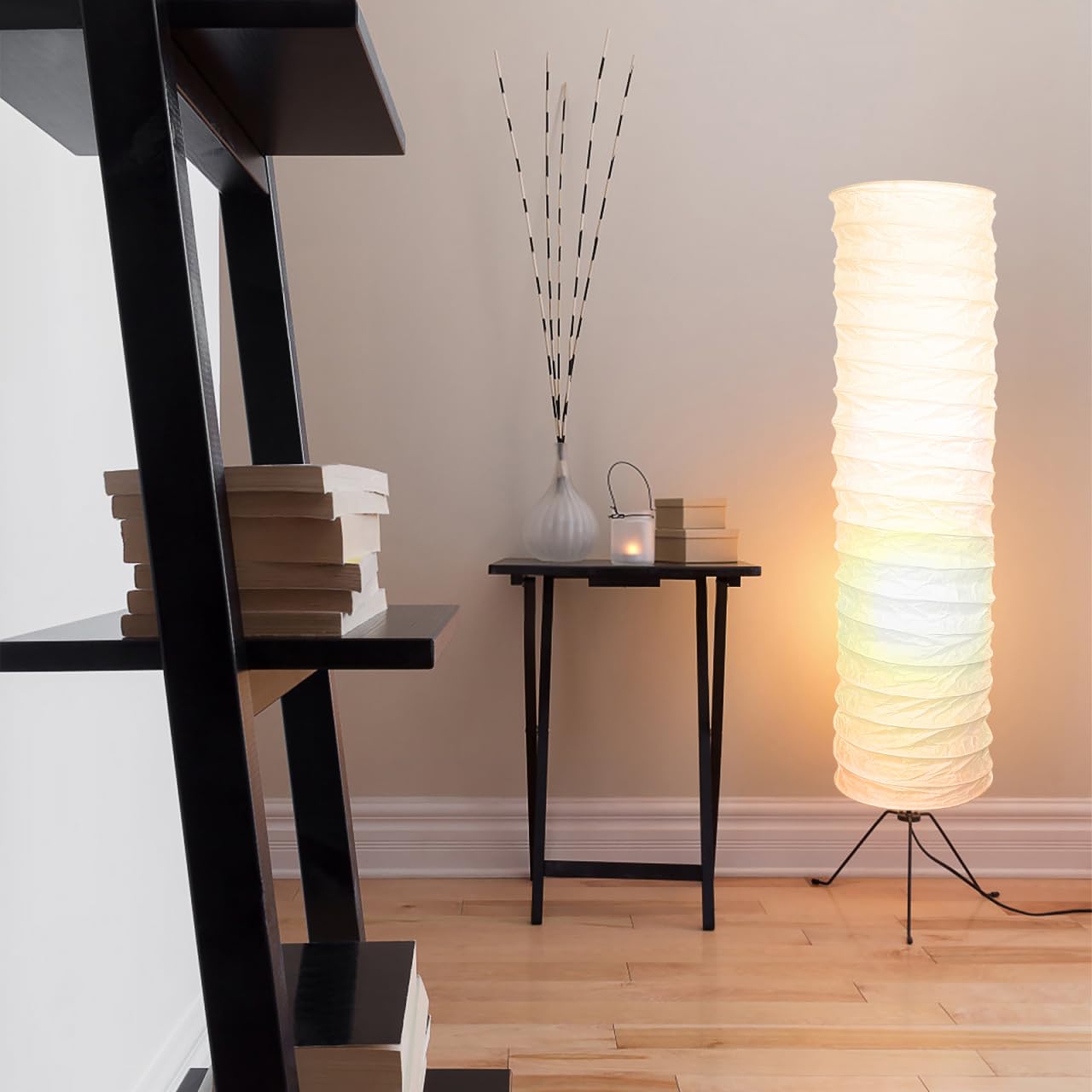 TOVINANNA Paper Lamps Shade, Foldable Rice Paper Floor Lampshade Lamp Cover for Bedroom Living Room, Modern Nordic Style Standing Light Shade for Home Decoration
