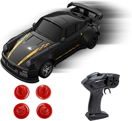 4WD RC Drift Car,1:64 Mini Desktop Remote Control Car for Boys,2.4G Racing Cars LED Lights,Remote Control Racing Cars Toy Gift for Adults Toy Gift 14+ Years(Black)