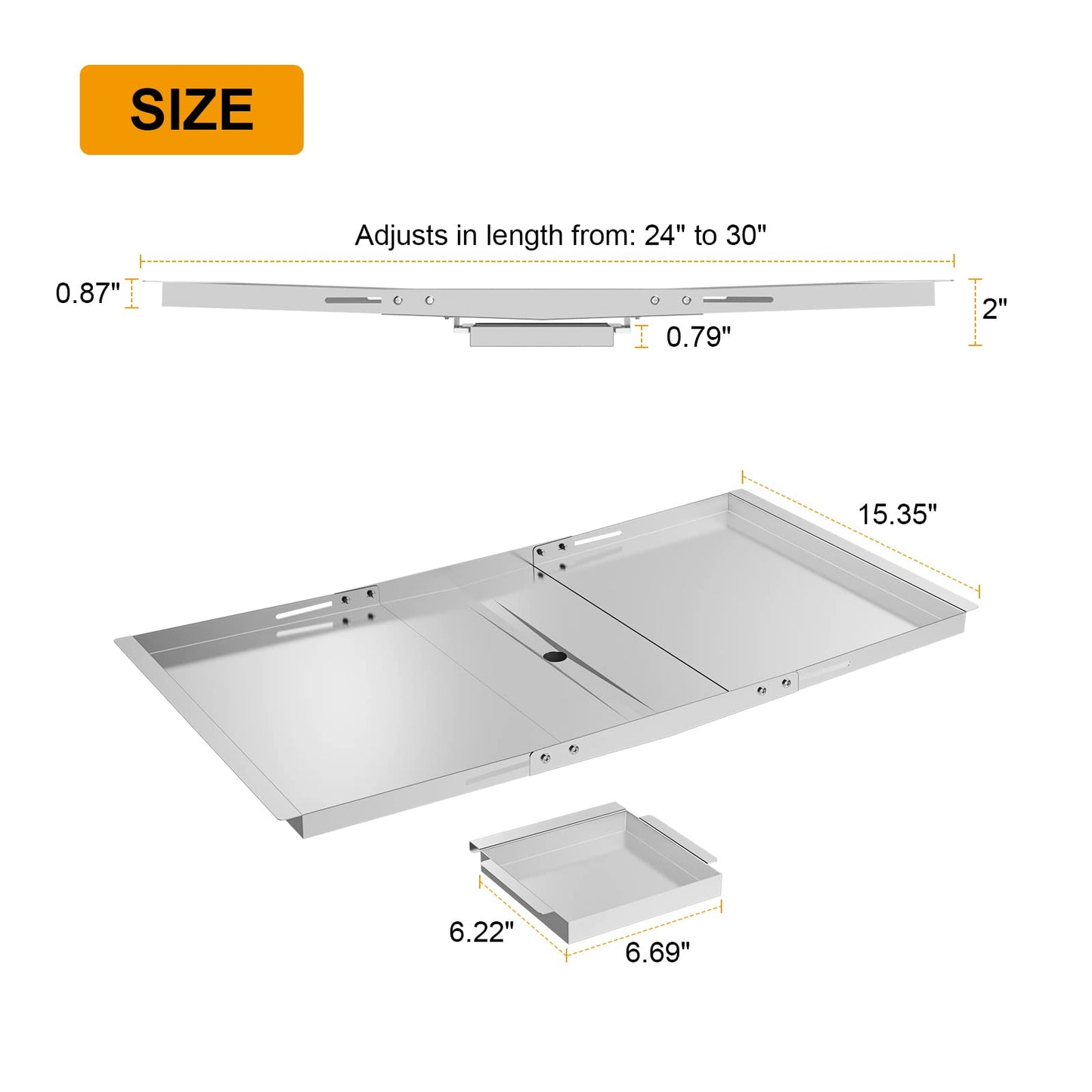Universal Grease Tray with Catch Pan-Adjustable Stainless Steel Grill +Drip Pan Replacement Parts for Dyna Glo, NEXGRILL, Backyard, BHG, Expert, Kenmore, Uniflame and More
