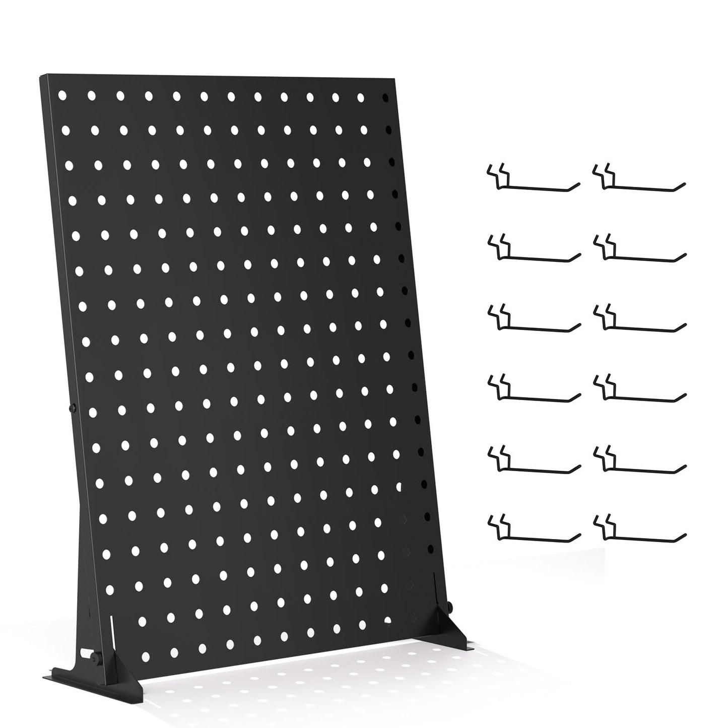 Urban Deco Pegboard Display Stand with 12 Hooks for Craft Shows & Fairs - Metal Peg Board Rack Jewelry Display for Retail Vendors Accessories - Earring & Keychain, 16 x 12 Inch (1 PCS, Black)