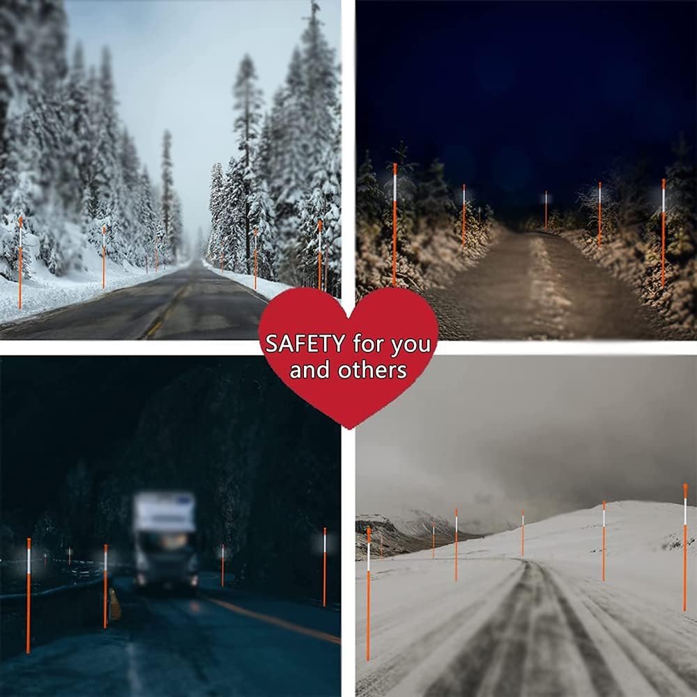 OYYQ 48 Inch 5/16 Inch Diameter Orange Driveway Markers, Fiberglass Snow Stakes with Reflective Tape (20)