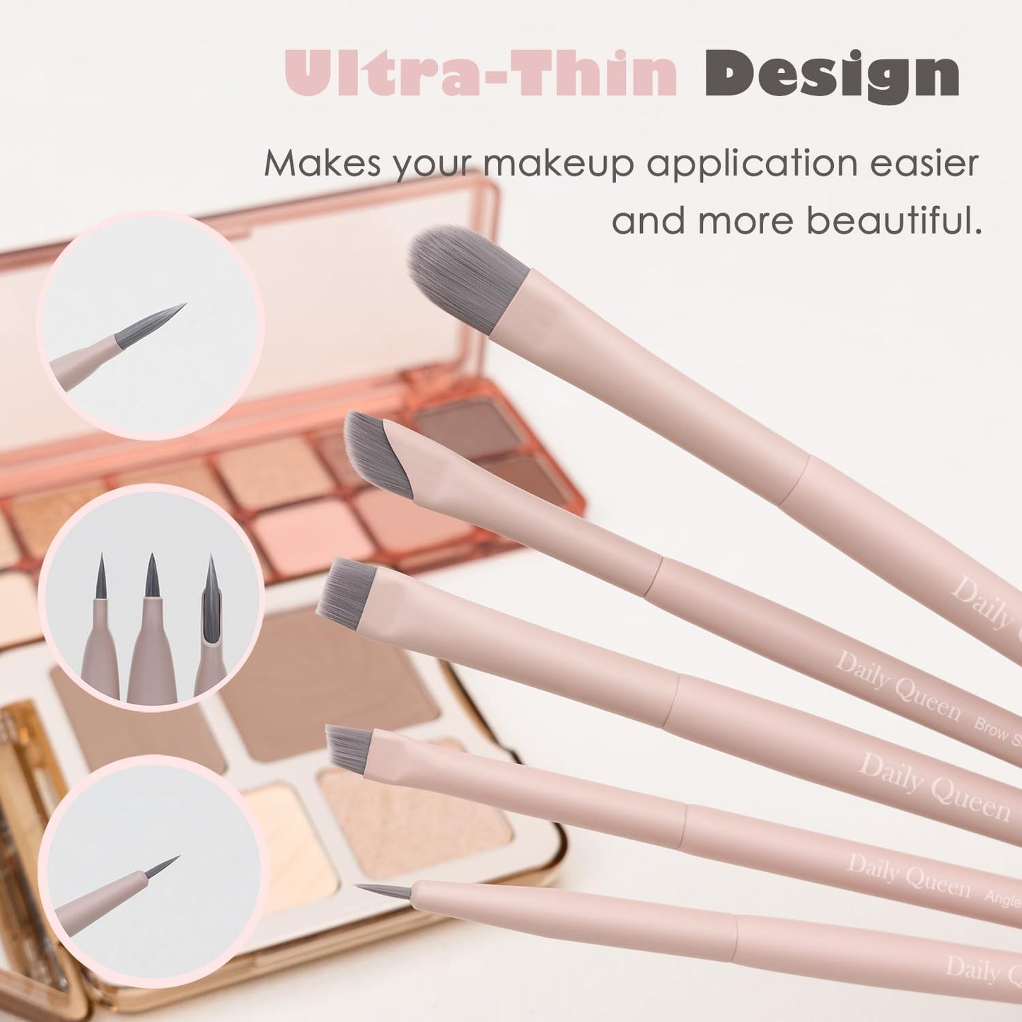 Daily Queen Makeup Brushes Set 20pcs Pink Professional Powder Concealer Eyeshadow Blush Eyeliner Eyebrow Contour Blending Foundation Kit