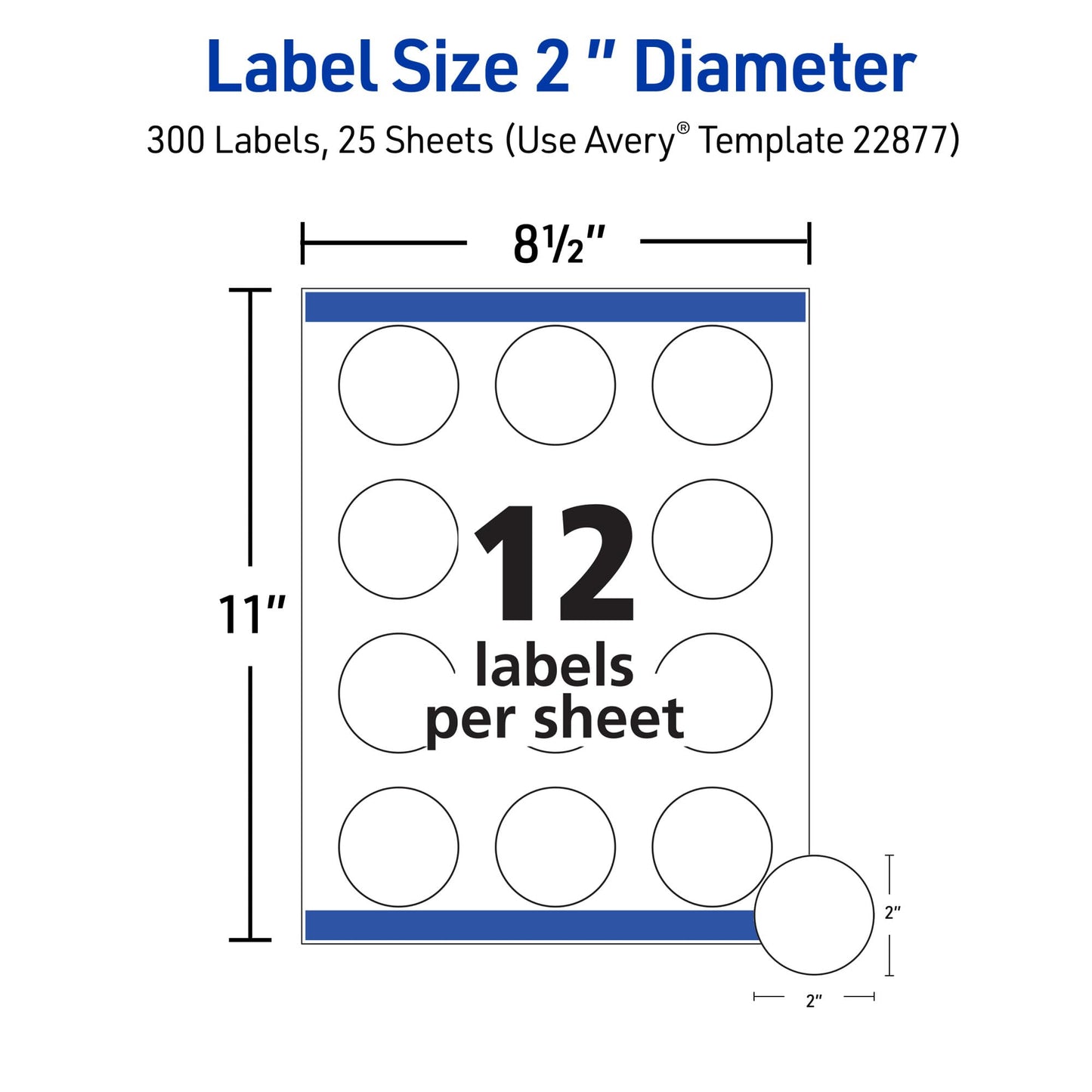 White Print-to-the-Edge Easy Peel Round Labels