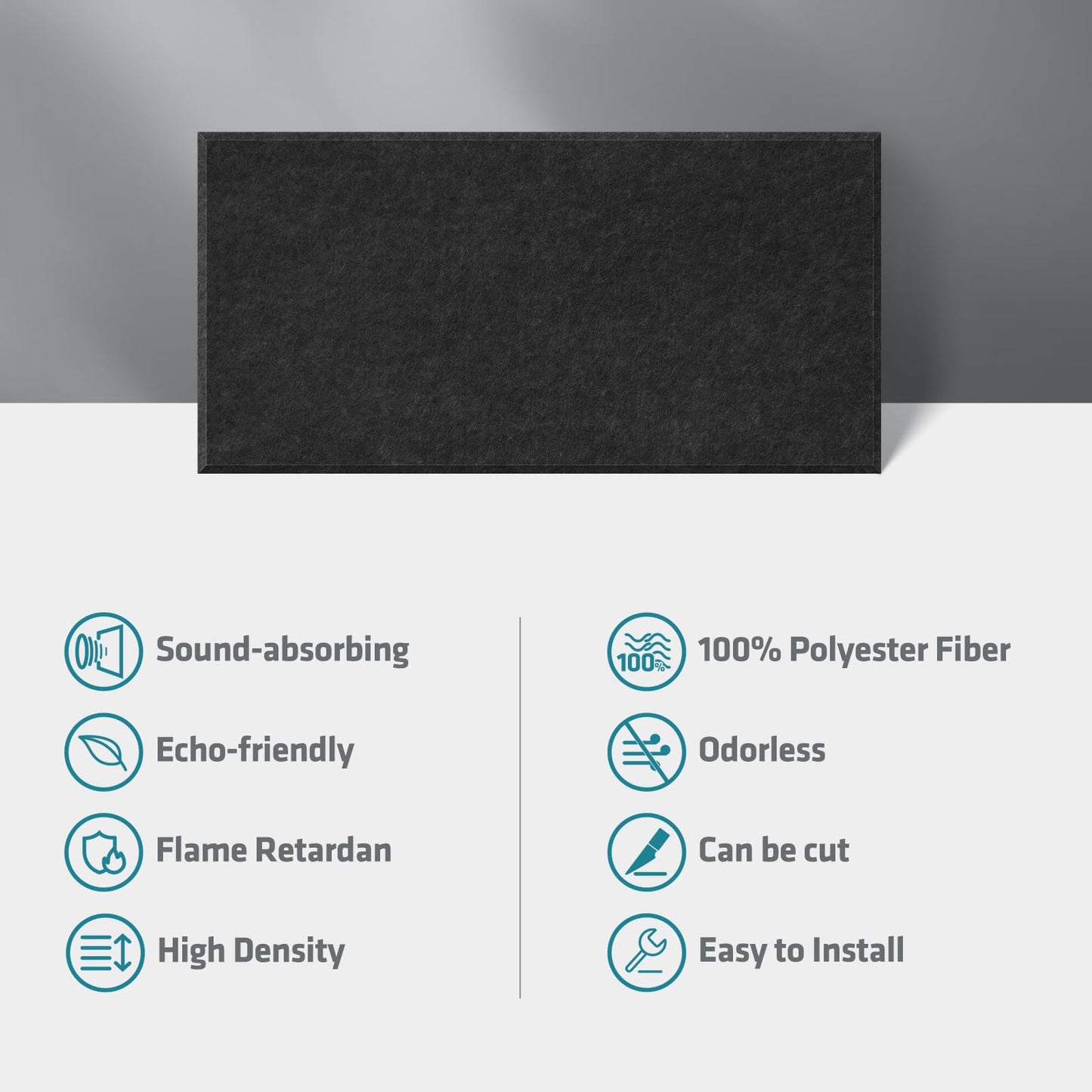 DrKlang 6 Pack Acoustic Panels, 23.6" x 11.8" Decorative Soundproofing Panels, Wall and Ceiling Acoustical Treatment Tiles, Great to Reduce Echo and Noise for Home and Office- Black