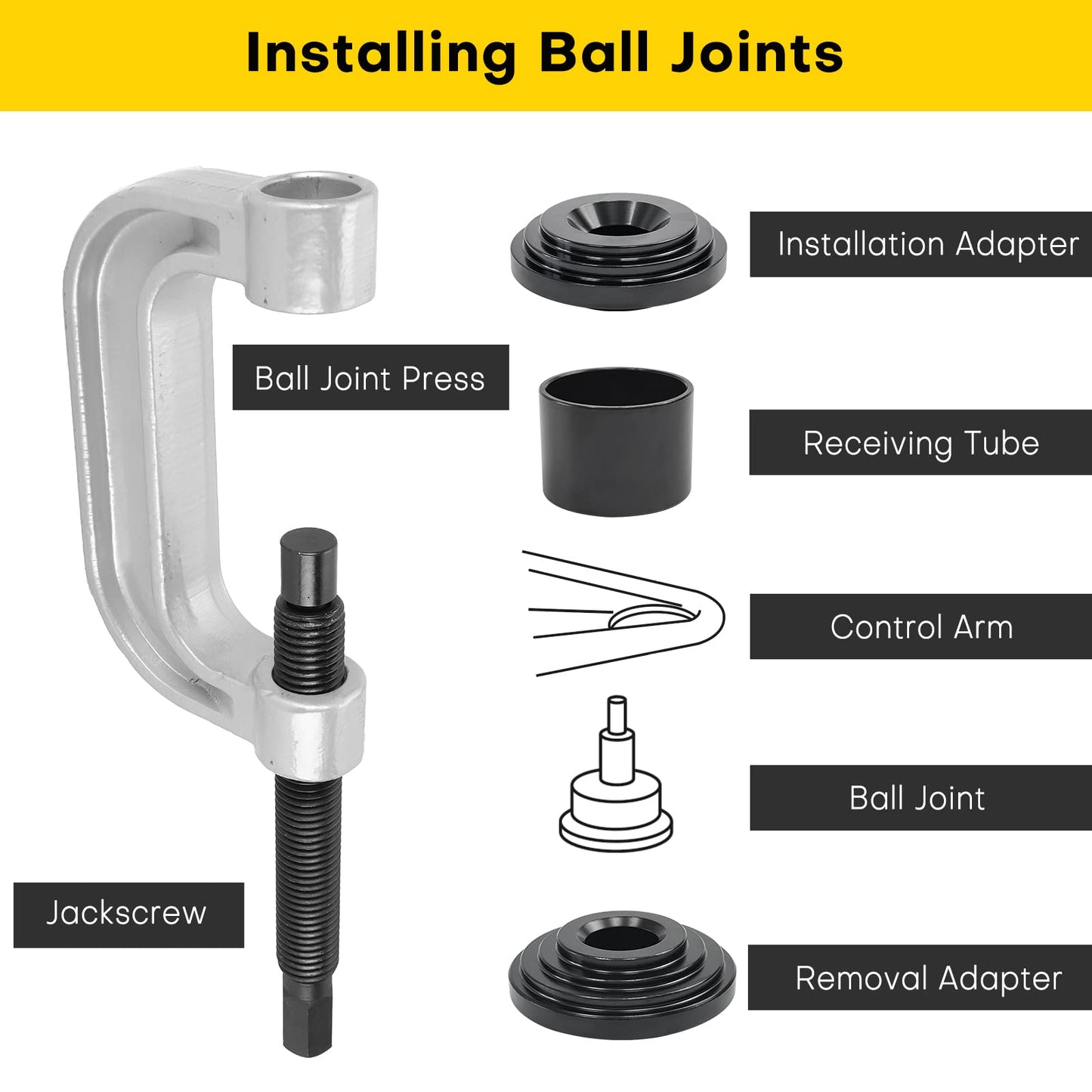 Acymner Ball Joint Press & U Joint Removal Tools | Heavy Duty Ball Joint Service Tool with 4-Wheel Drive Adapters fits Most 2WD and 4WD Car Pickup and Light Truck