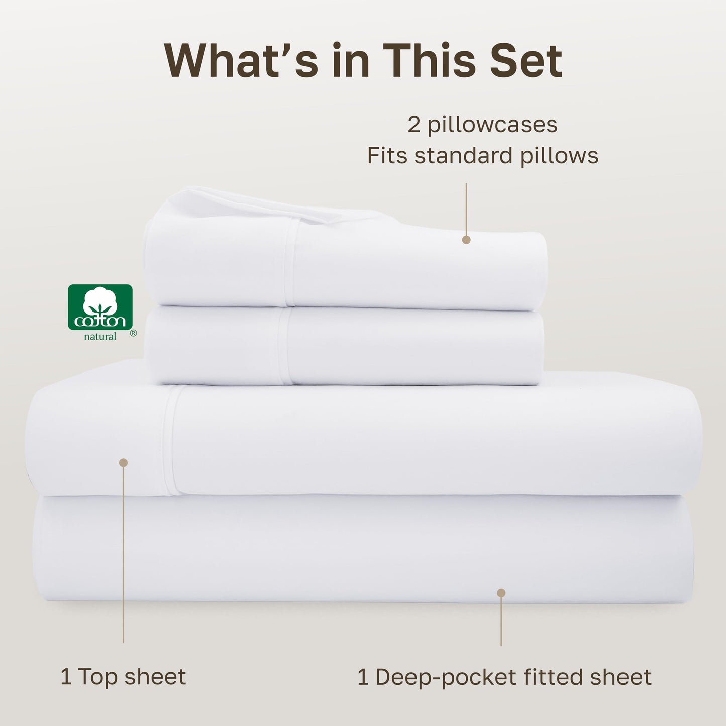 California Design Den Softest 100% Cotton Sheets, Full Size Sheet Sets, 4 Pc Set, 400 Thread Count Sateen Bedding, Deep Pocket Sheets, Cooling Sheets, Full Size Sheets, Breathable Bed Set (White)