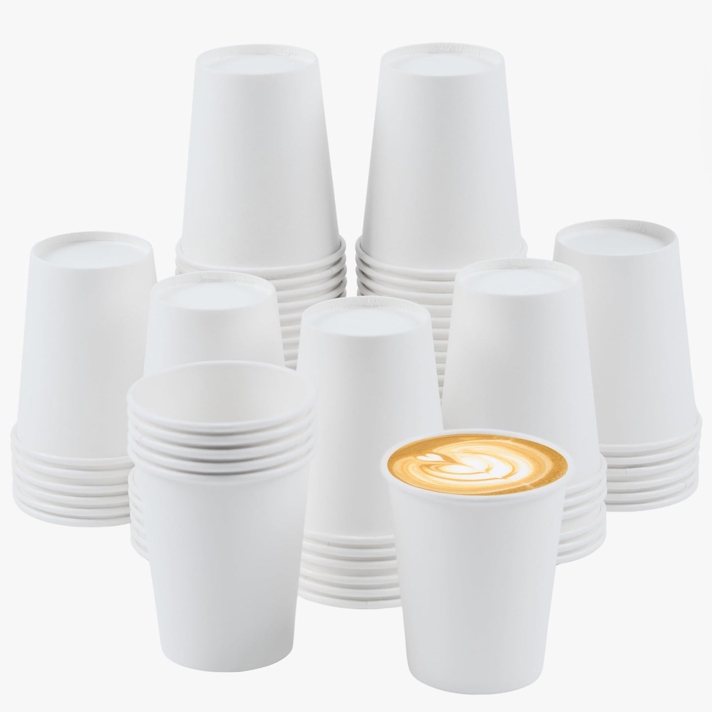 120 Pack 9 Ounces Leak-Proof Disposable Paper Cups for Hot/Coffee, Tea, Beverage Cups - Holiday Party DIY Office Drinking Cup Supplies (White)