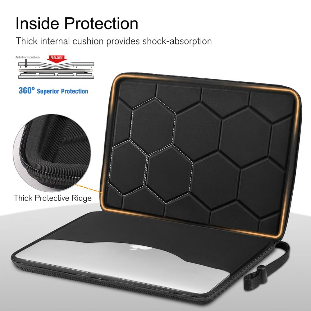 FINPAC Hard Laptop Sleeve Case for 13 inch MacBook Air 2026 M5/M4/M3/M2/M1, MacBook Neo A18 Pro,14 inch MacBook Pro 2026 M5/M4/M3/M2 Pro/Max, Waterproof Case for Dell, Surface Laptop, HP, Acer, Black