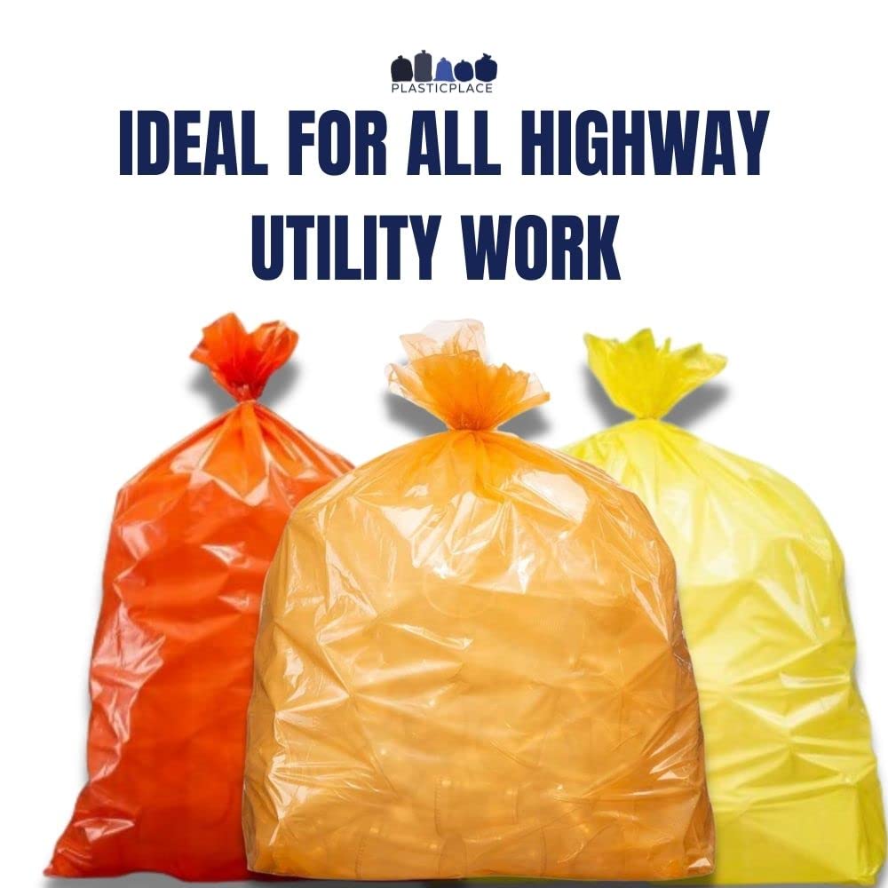 Plasticplace T55120YL 55-60 Gallon Trash Bags │ 1.2 Mil │ Yellow Heavy Duty Garbage Can Liners │ 38” x 58” (50 Count)