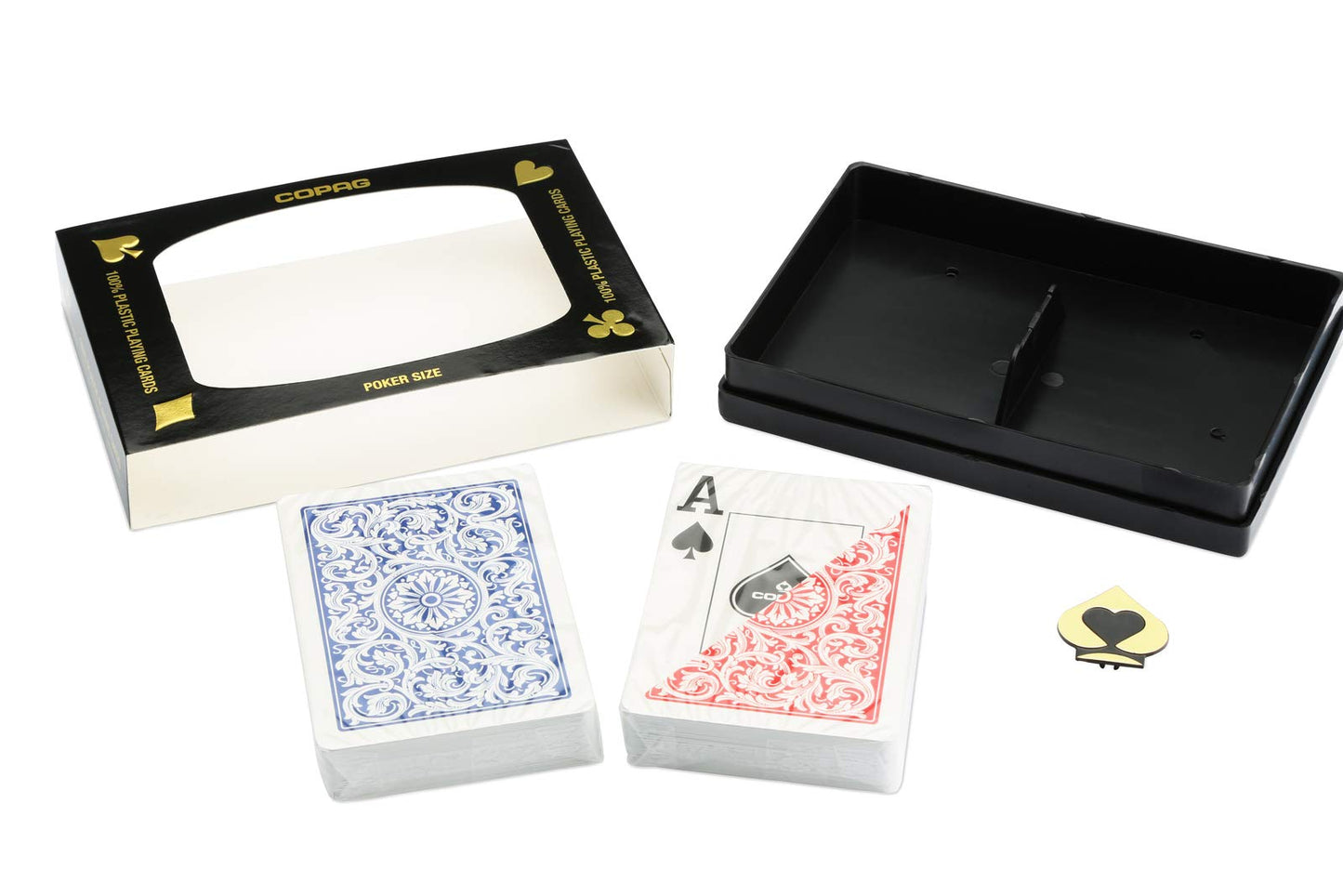 Copag Playing Cards 1546 Elite Design 100% Plastic 1 Set (2 Decks) Red Blue Poker Size Jumbo Index