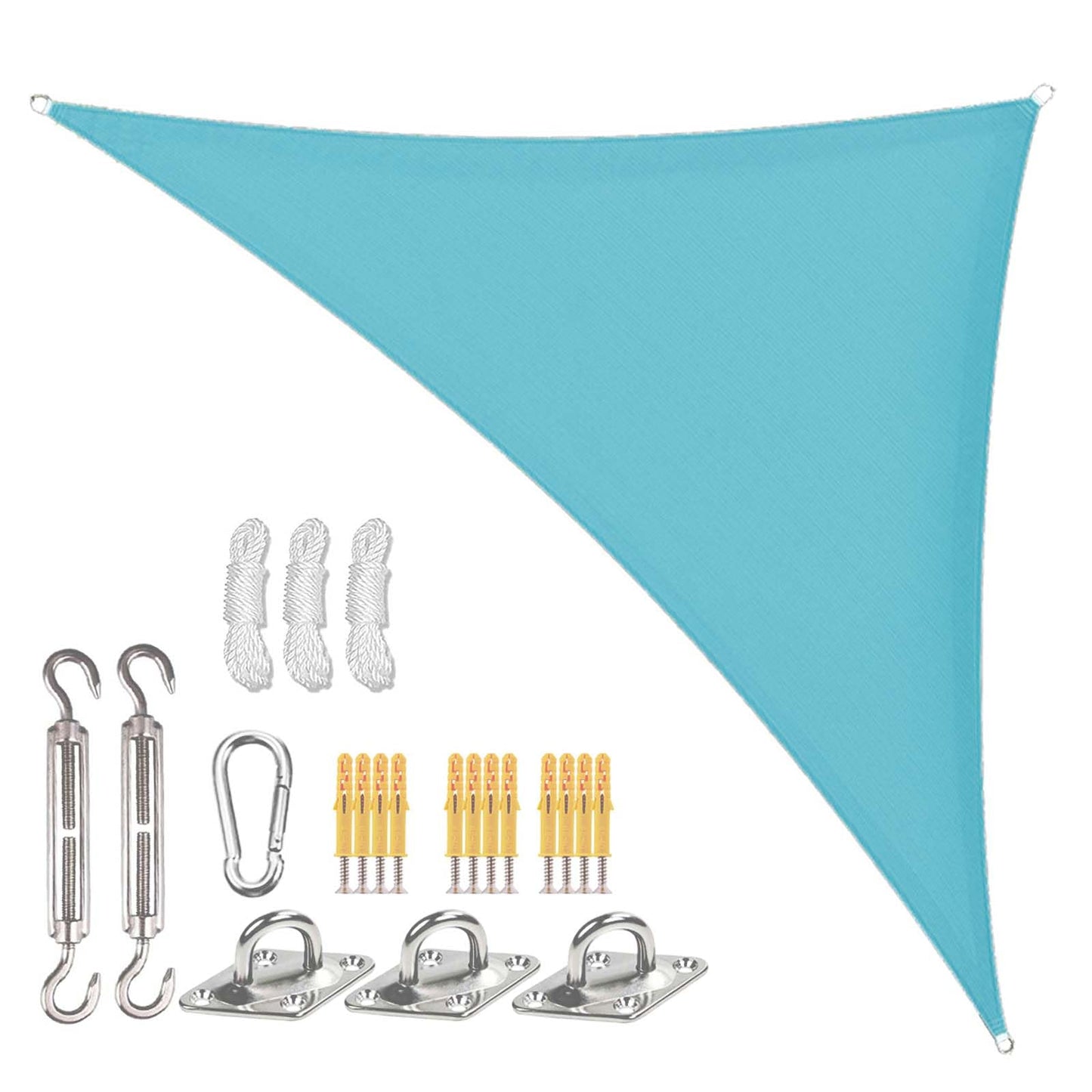 Sunal Blue Triangle Sun Shade Sail 13'x13'x19' with Installation Fixing Kit,Outdoor Water Resistant Shade Sail,Garden Sun Sail,PES Polyester Incl Fixing Rope for Balconies,Terraces and Gardens