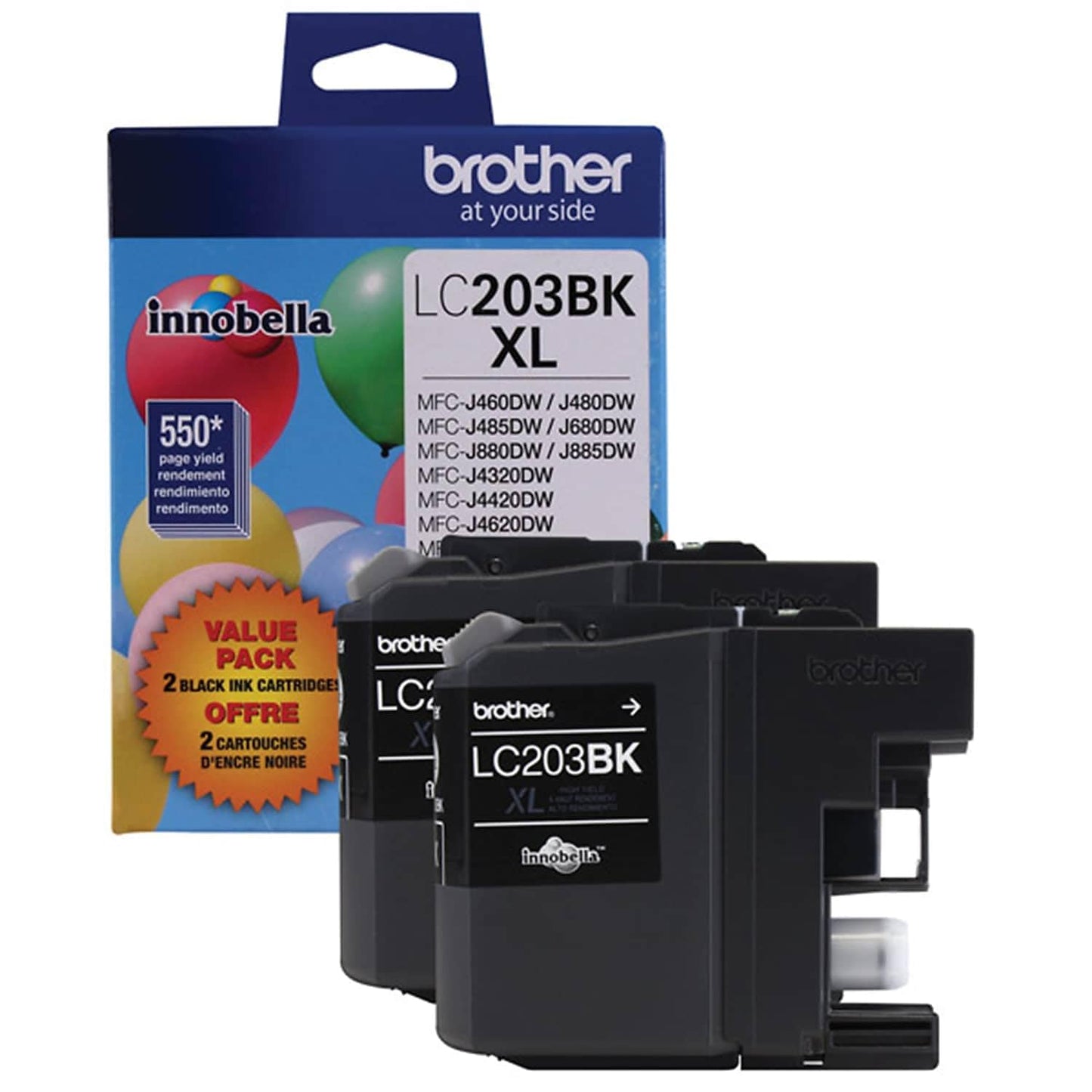 Brother Genuine High Yield Black Ink Cartridges, LC2032PKS, Replacement Black Ink Two Pack