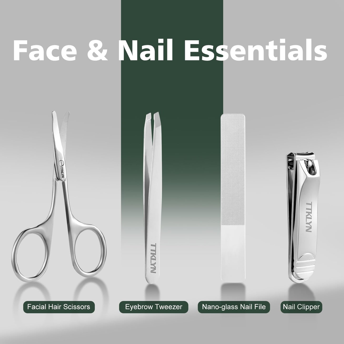TTKLYN Nail Clipper Set, Professional Stainless Steel Pedicure Kit with PU Leather Case, Precision Manicure Kit Grooming Tools