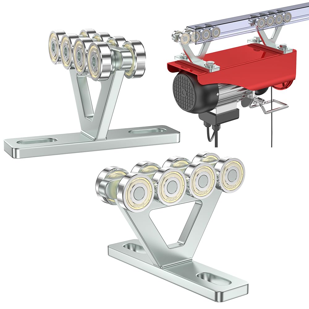 SKTREX 6 Wheel Hoist Trolley with Rollers - Strut Trolley Assembly for Electric Hoist - Fits 1-5/8" Wide and Taller Strut Channel - High Strength and Silent Operation (8 Wheel Trolley Pack of 2)
