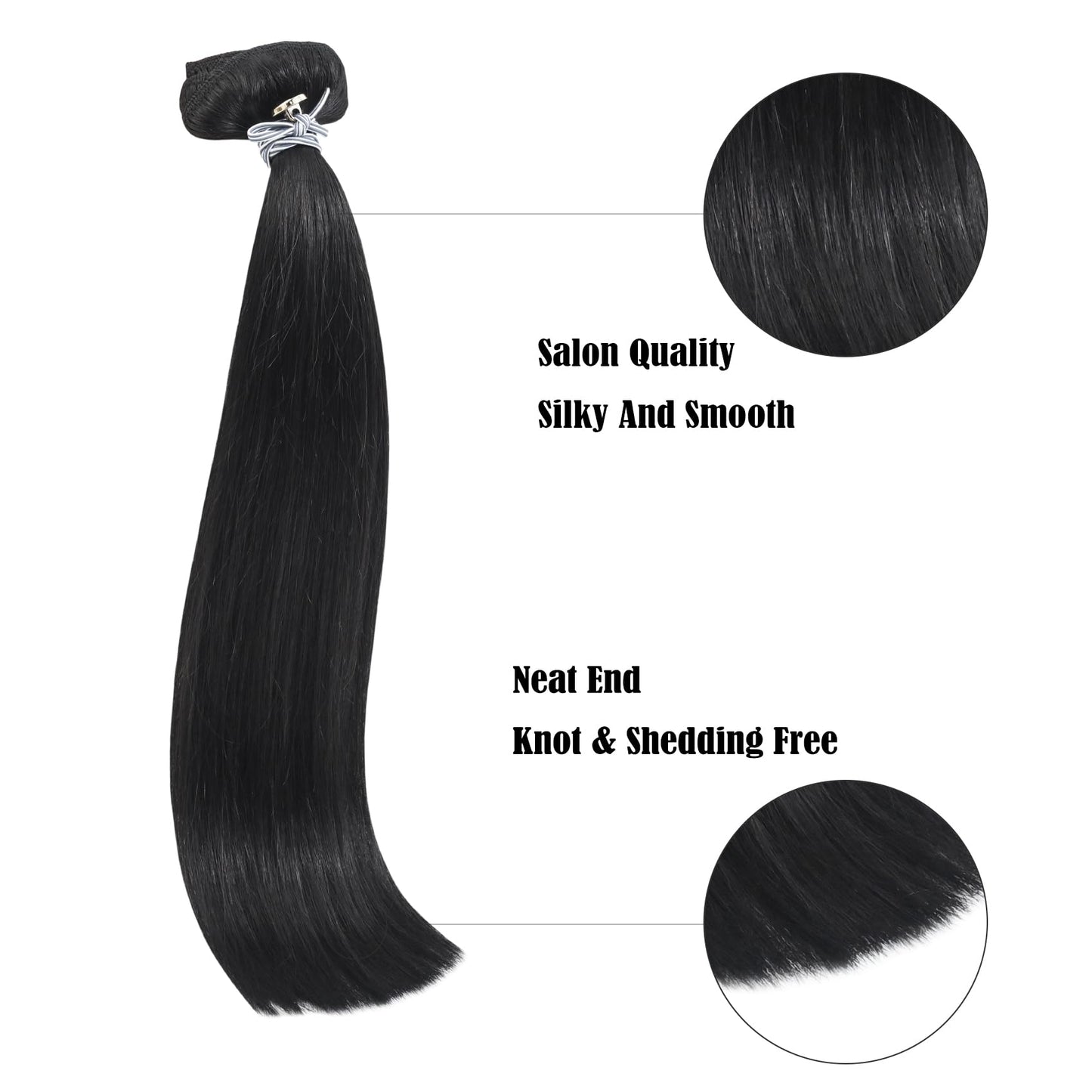 Aison Natural Black Clip in Hair Extensions Real Human Hair 18 Inch 70G/7Pcs Soft Silky Straight 16clips Clip in Human Hair Extensions for Women(18 Inch #1B)