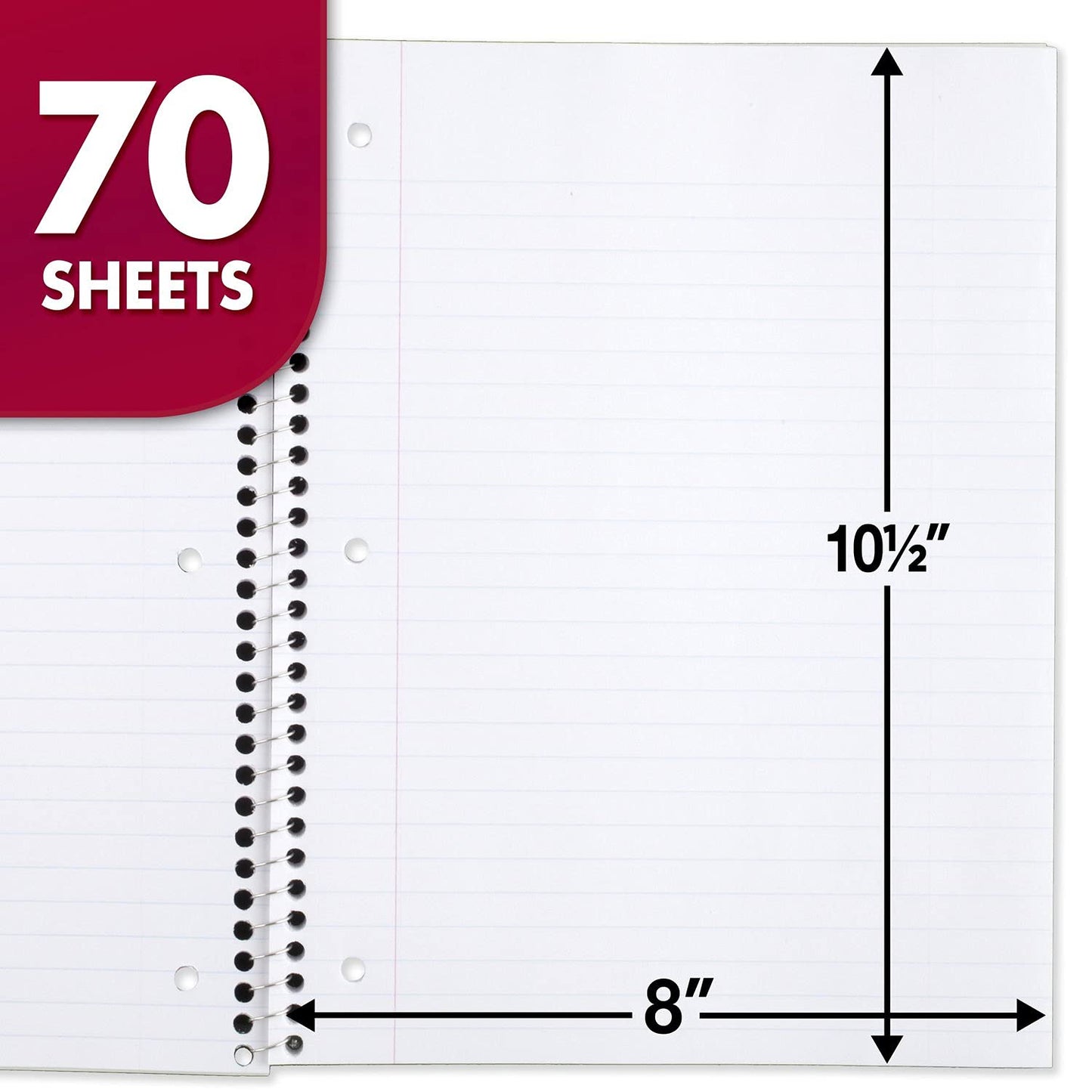 Mead Spiral Notebooks, Wide Ruled, 70 Sheets, Assorted Colors, 12 Pack (73699)