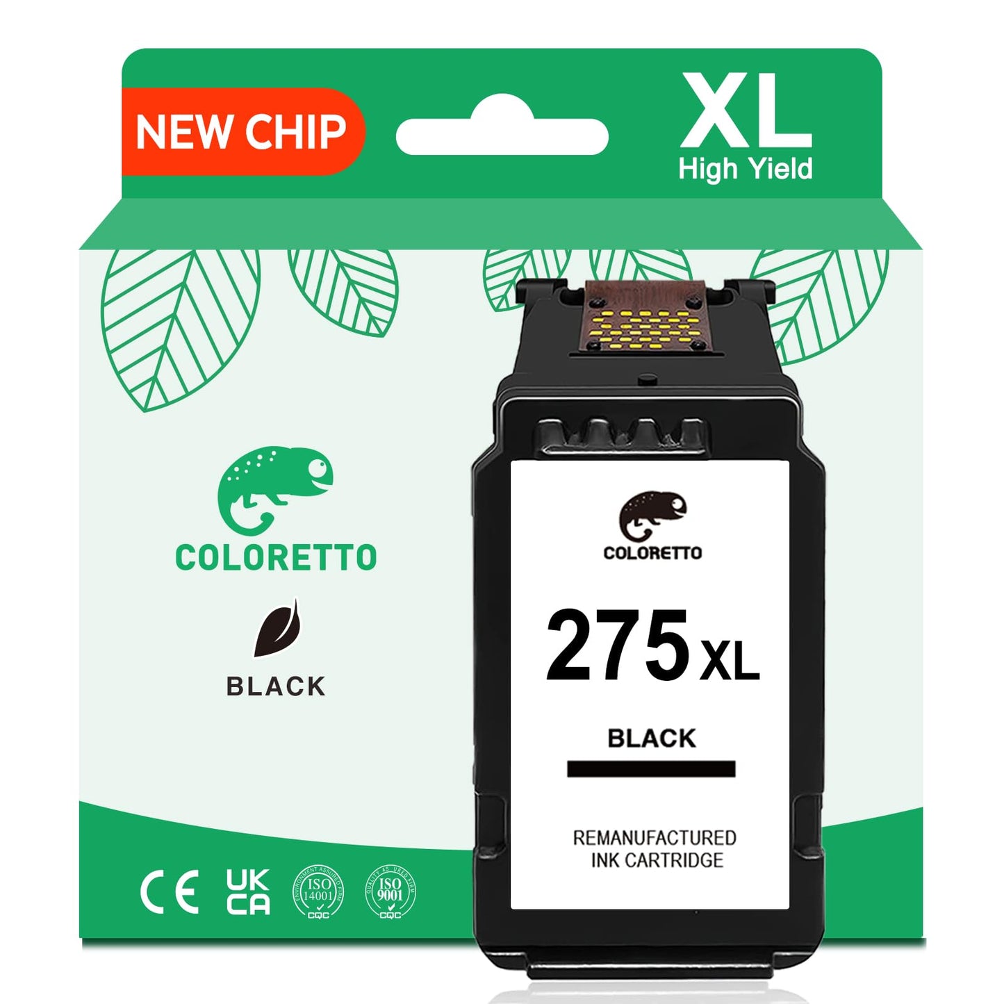 COLORETTO 275XL Black Ink Cartridge for Canon Pixma TS3720 Ink TS3729 TS3725 TS3722 TS3700 TS3522 TS3520 TS3500 TR4725 TR4720 TR4700 TR4722 Printer Remanufactured Canon Ink PG-275 XL pg275xl 1-Pack