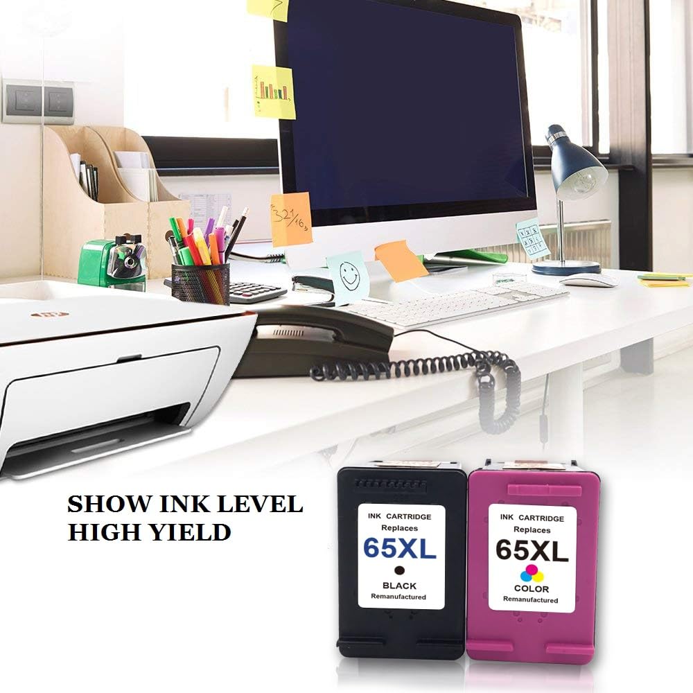 Inktopia Remanufactured for HP 65 XL 65XL Ink Cartridge High Yield, 2 Black and 1 Tri-Color, Use with HP Deskjet 3755 3752 3758 3732 3730 3721 3720 2624 Envy 5055 5052 Printer High Yield