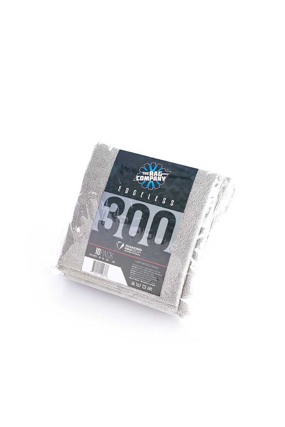 The Rag Company - Edgeless 300 - Microfiber Detailing Towels, Perfect for Removing Polishes, Sealants, and Glaze; Great for Interior Cleaning and Dirty Jobs; 300GSM, 16in x 16in, Ice Grey (10-Pack)