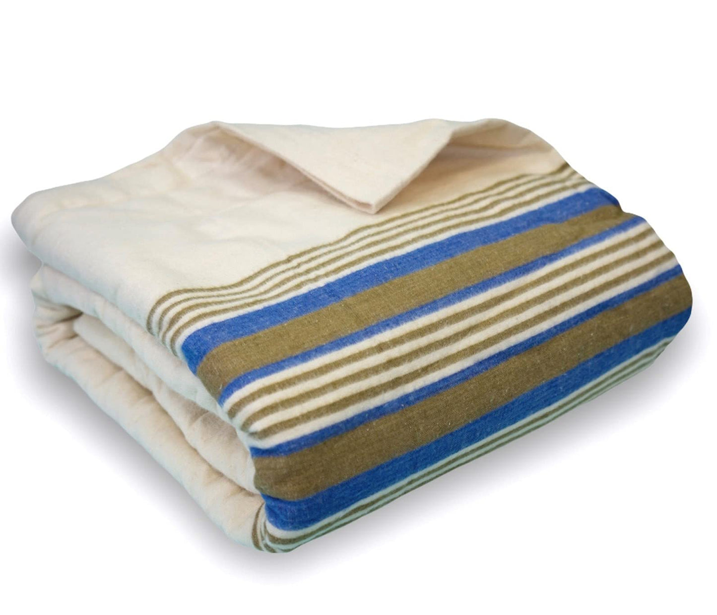 YAFA® Premium Cotton Flannel Blanket, Extra Long Queen Size 90x105 Inches, Soft, Warm, Comfortable Flannel Throw, Home and Hospital Flannel Blanket (Blue Stripe, Queen-90"x105")