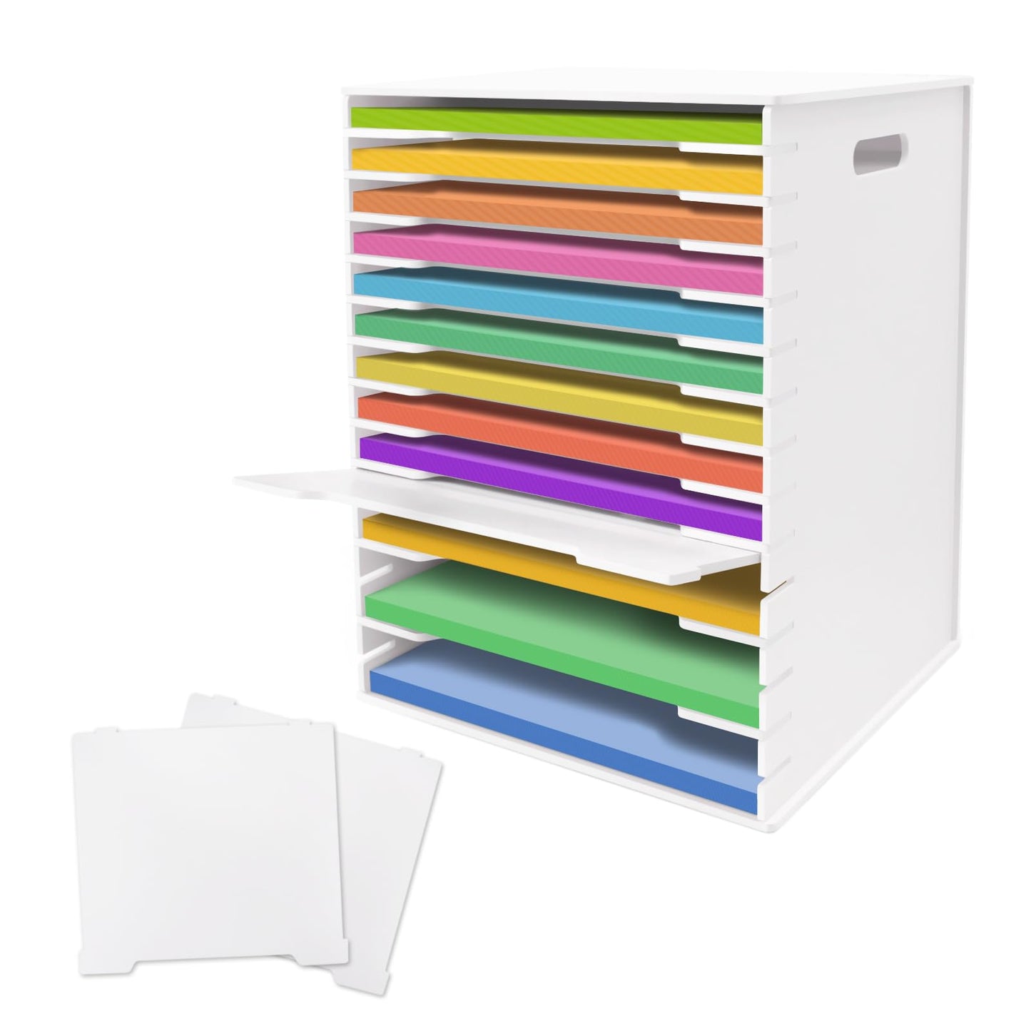 SONGWAY 12x12 Paper Storage Organizer - 15-Tier Desk File Organizer with Adjustable Shelves, Letter Mail Tray, 12x12 Stackable Scrapbook Paper Storage Cube for Home Office Classroom