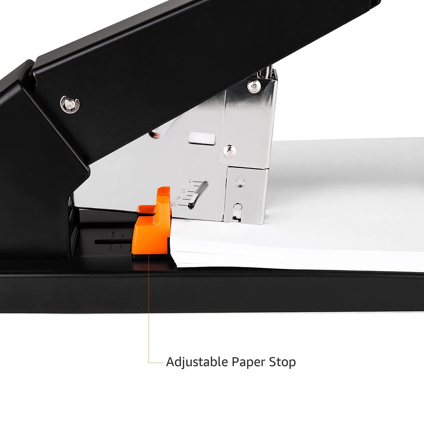 Amazon Basics Heavy Duty Stapler, 210 Sheet High Capacity, Long Arm, Industrial Office Stapler with 1000 Staples, Black