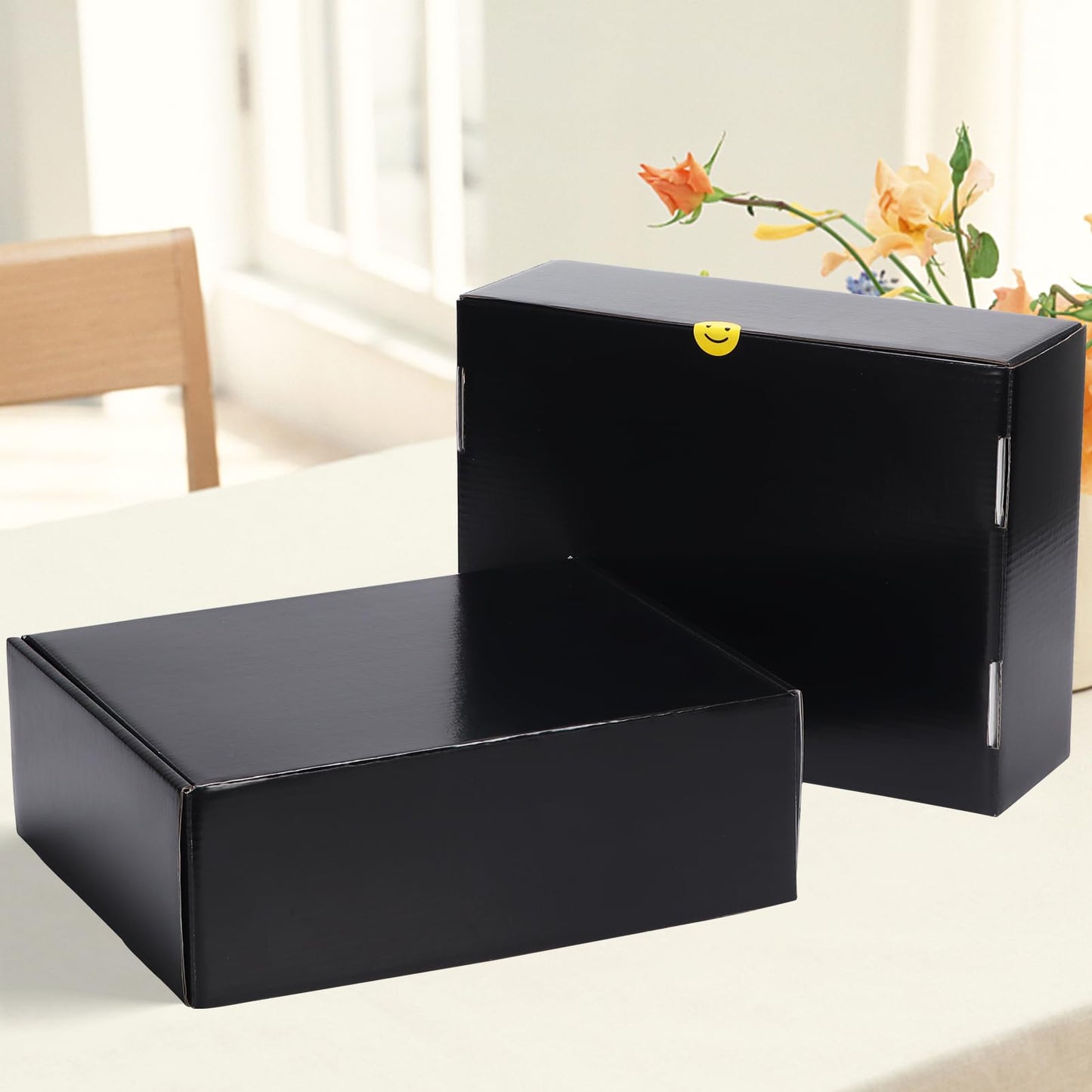 HORLIMER 12x9x4 inches Shipping Boxes Set of 20, Black Medium Corrugated Cardboard Gift Mailer Box