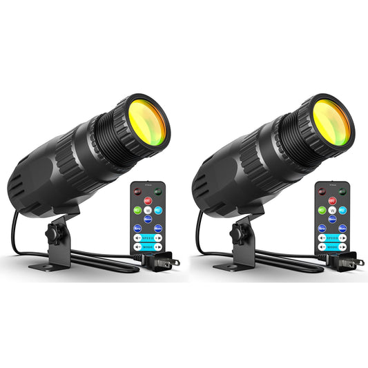 10W RGBW 4 in 1 Mini Pinspot Lights Wireless Control Spotlight Super Bright Beam Pin Spot Light Disco Ball Lights Jump Gradual Breathe Modes for Disco Party Club Wedding Theater(2 Pack)