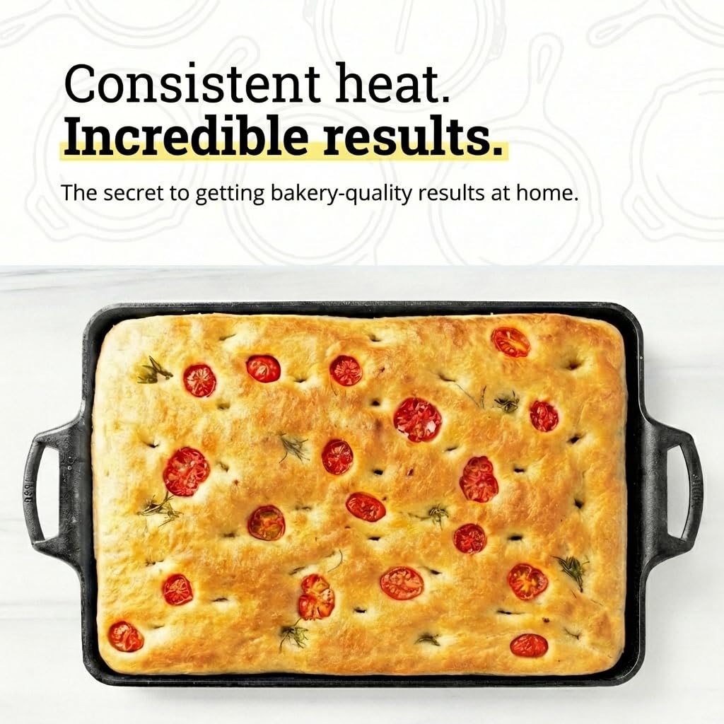 Lodge 15.5"x10.5" Cast Iron Baking Pan, Black