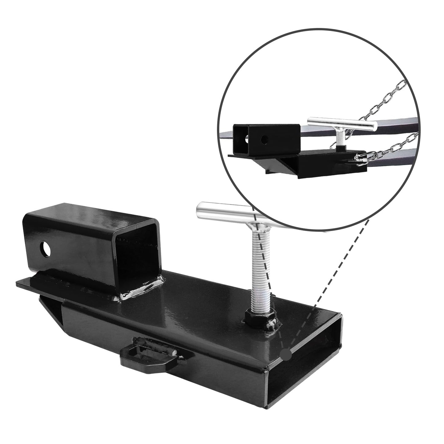 BESTZHEYU Forklift Trailer Hitch Attachment, EBESTTECH 1PC 2'' Receiver Trailer Towing Adapter with Chain Black