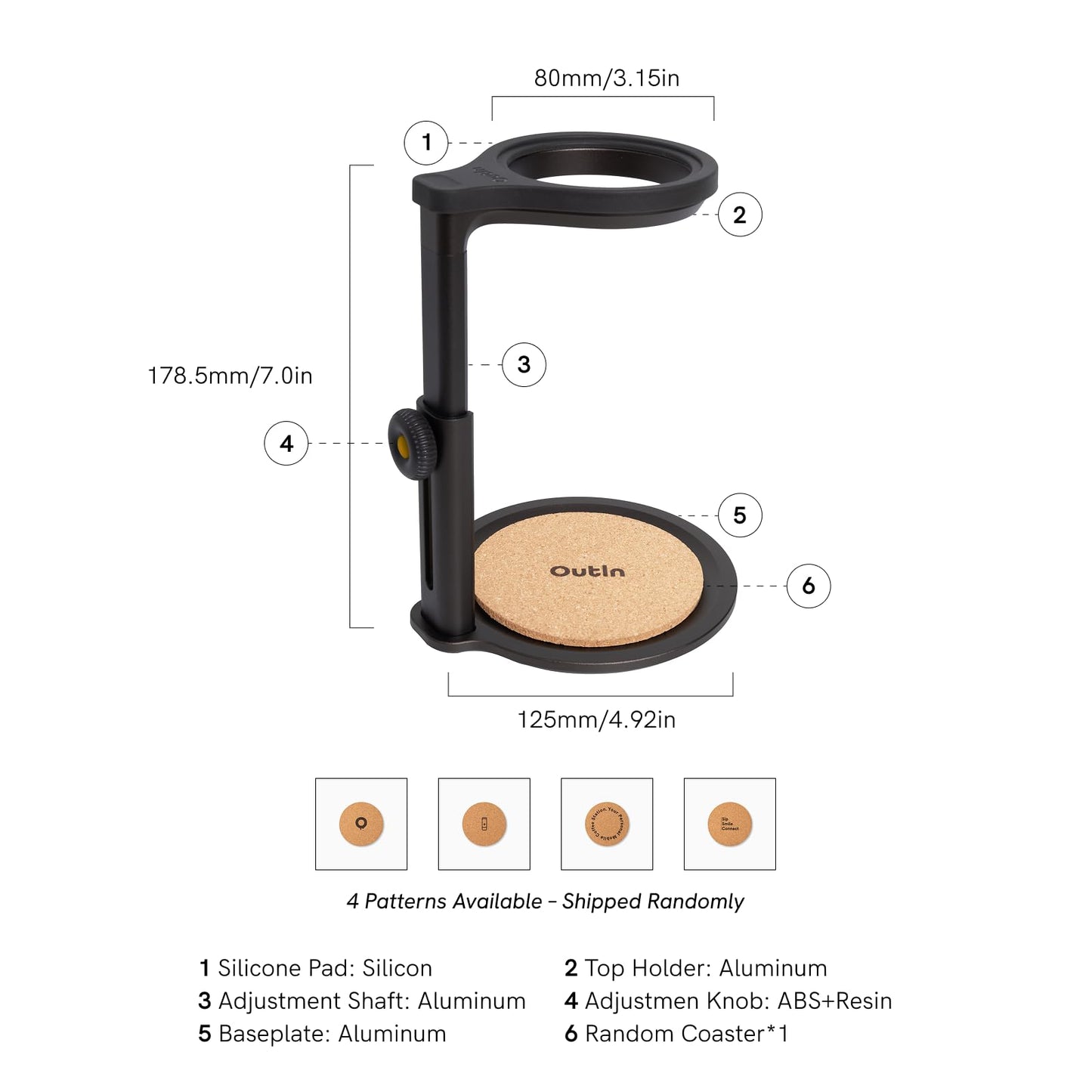 OutIn Detachable Universal Coffee Stand with Cork Pad,Portable Espresso Machine Stand,Pour Over Coffee Stand Easy to Carry
