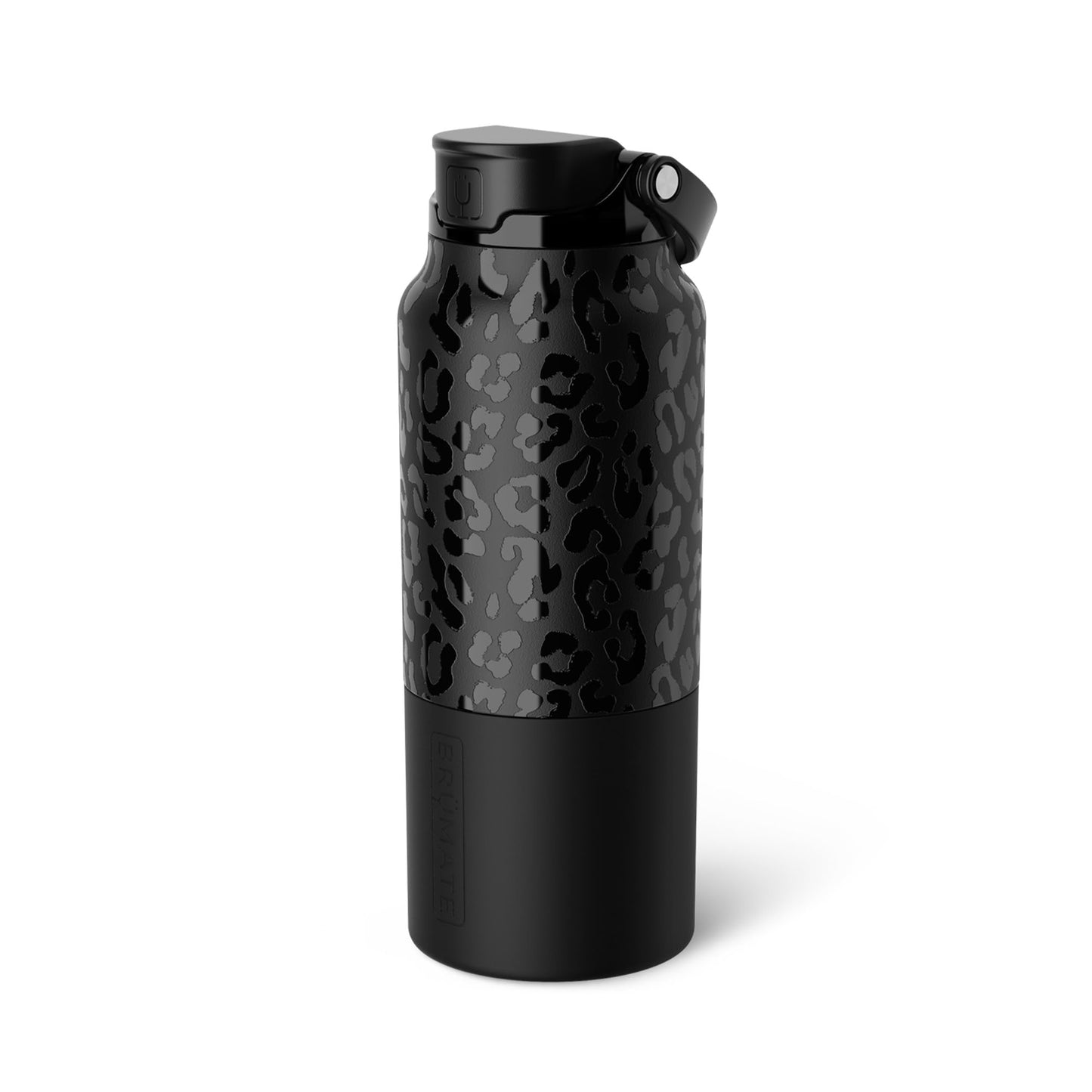 BrüMate Rise 35oz Water Bottle With Covered Silicone Straw | 100% Leakproof Insulated Water Bottle | Soft Sip Silicone Spout | Made of Stainless Steel | 35oz (Onyx Leopard)