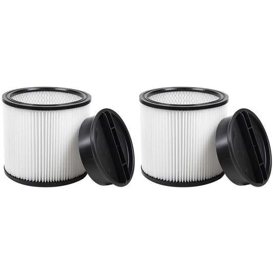 2 Pack 08-2566B Cartridge Filter with Lids, compatible with Stanley Most 5-18 Gallon Wet/Dry Vacuum models# SL18115 SL18115P SL18116 SL18116P SL18191P SL18199P SL18117 SL18701P-10A SL18410P-5A