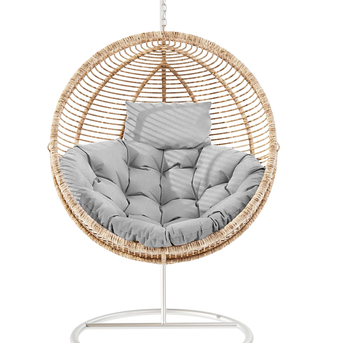 Hanging Egg Chair Cushion 44"x44", Egg Chair Cushion Replacement Outdoor, Round Thick Cushion for Swing Chairs, Washable Hammock Chair Cushion Cover, Patio Furniture Cushions Beige (Grey)