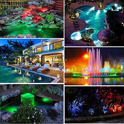 GZKANFUL Pond Lights LED Underwater RGB Color Changing Spotlight Dimmable IP68 Waterproof Submersible Fountain Lights Outdoor Landscape Spot Lights for Lawn Fountain Yard Halloween, 6 Lights