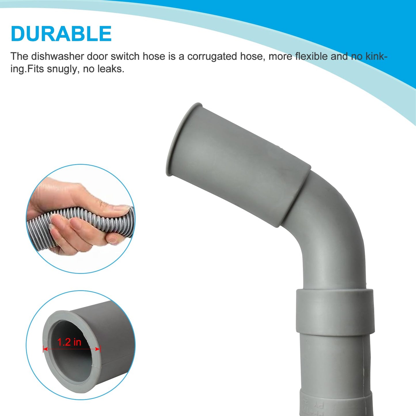 D.I.Accessa DD81-01502A Universal Dishwasher Inner Hose - Inflexible Corrugated Dishwasher Inner Hose,Plastic Material,Gray