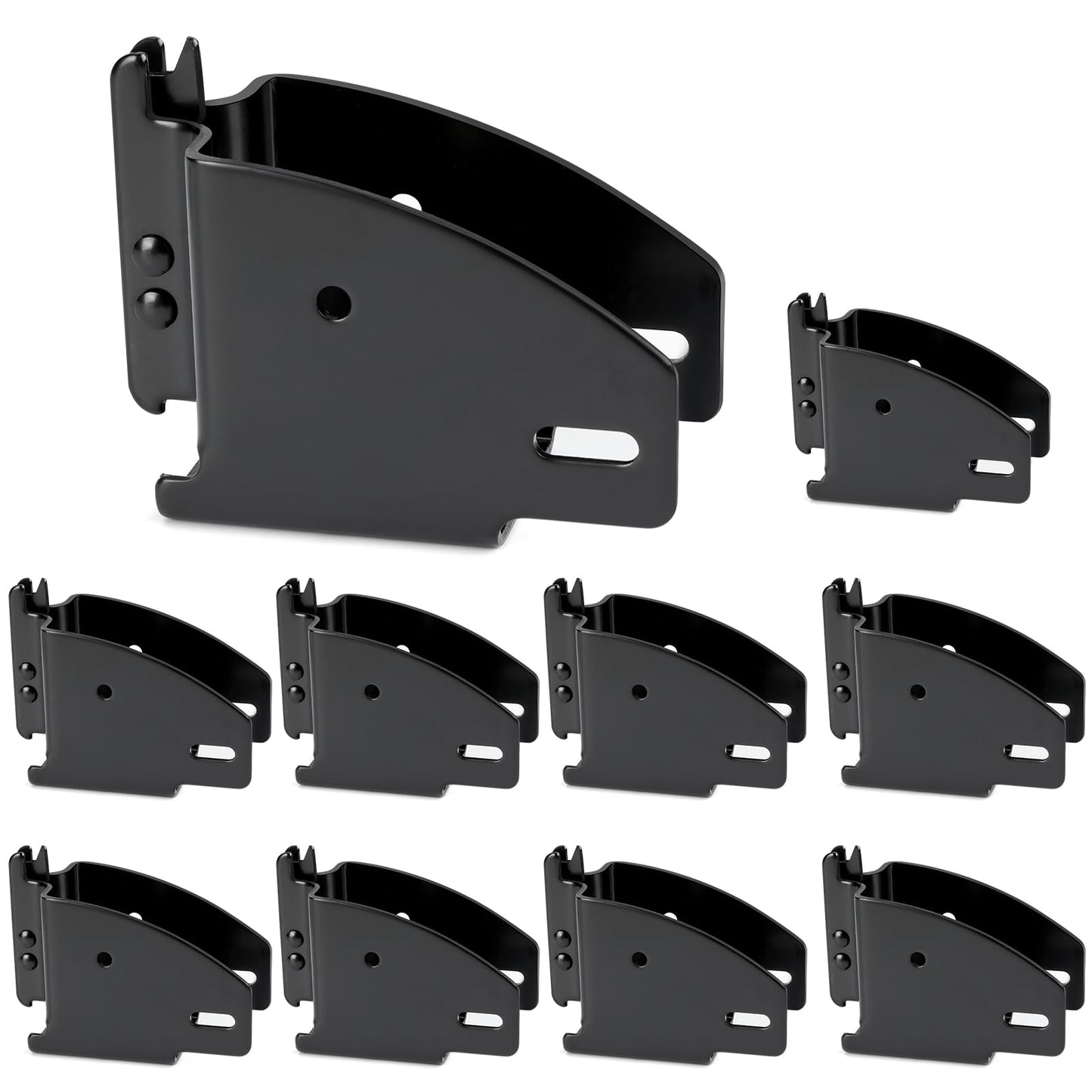 TENVONE 10 Pack Black E-Track Wood Beam End Socket, Fits 2x4 & 2x6, Zinc Plated Steel, Beam Mount, Shelf Brackets