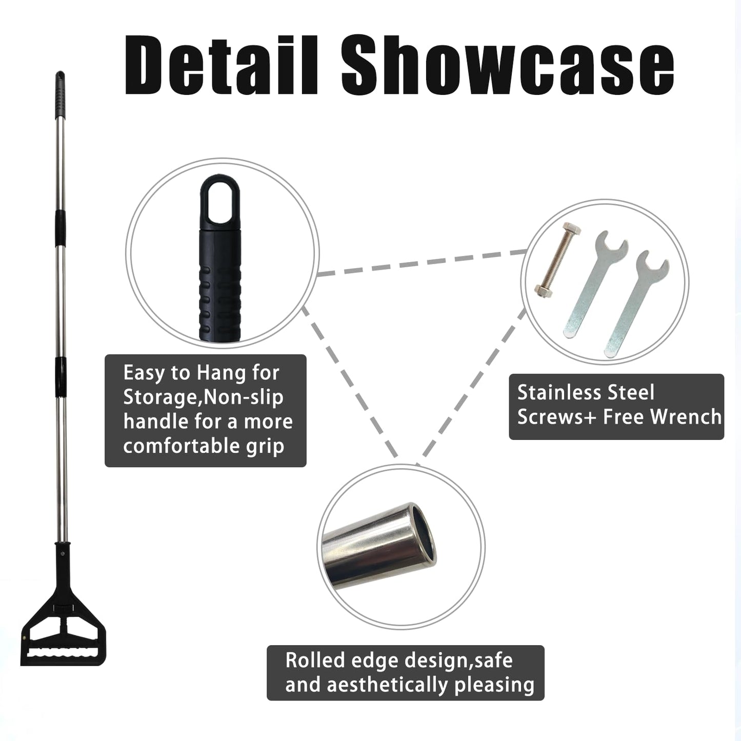 59" Adjustable Heavy Duty Commercial Industrial Mop Handle - 2 Pieces, Universal Replacement Holder