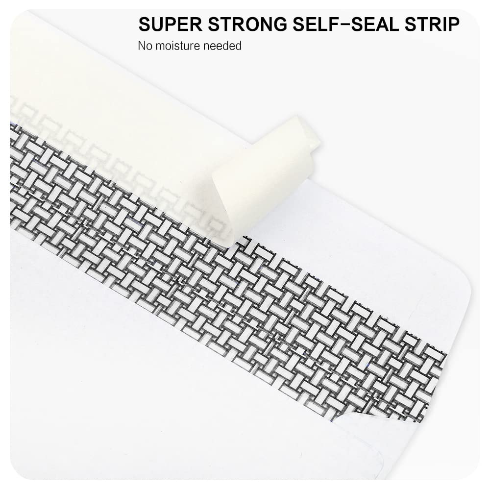 #10 Security Self-Seal Envelopes, No.10 Windowless Bussiness Envelopes, Security Tinted with Printer Friendly Design - Size 4-1/8 x 9-1/2 Inch - White - 24 LB - 500 Pack